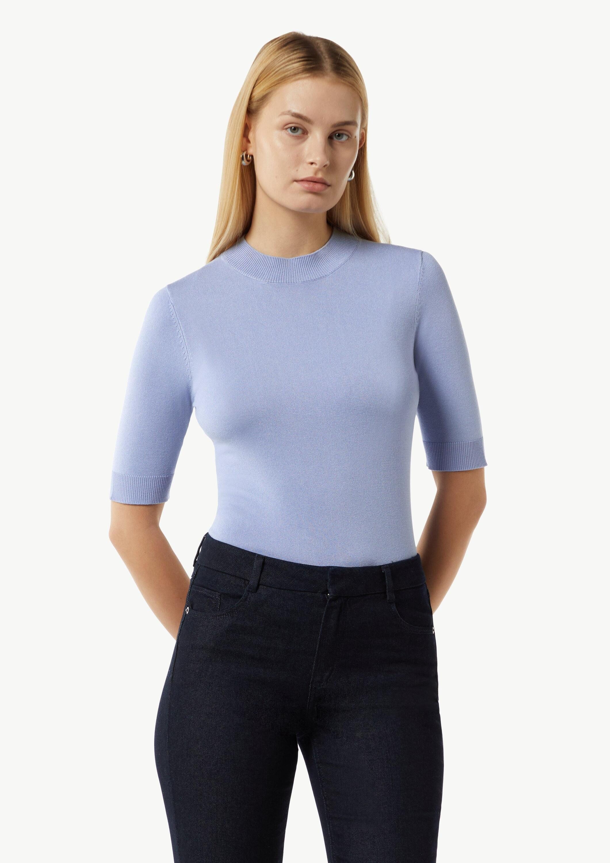 comma Kurzarmpullover Strickpullover Feinstrickpullover aus Viskosemix