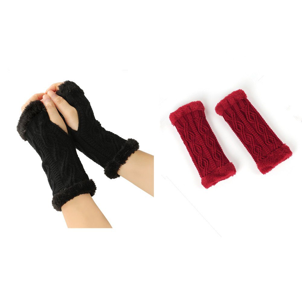 XDeer Strickhandschuhe 2 Paar Fingerlose Handschuhe Armstulpen Damen,Winter günstig online kaufen
