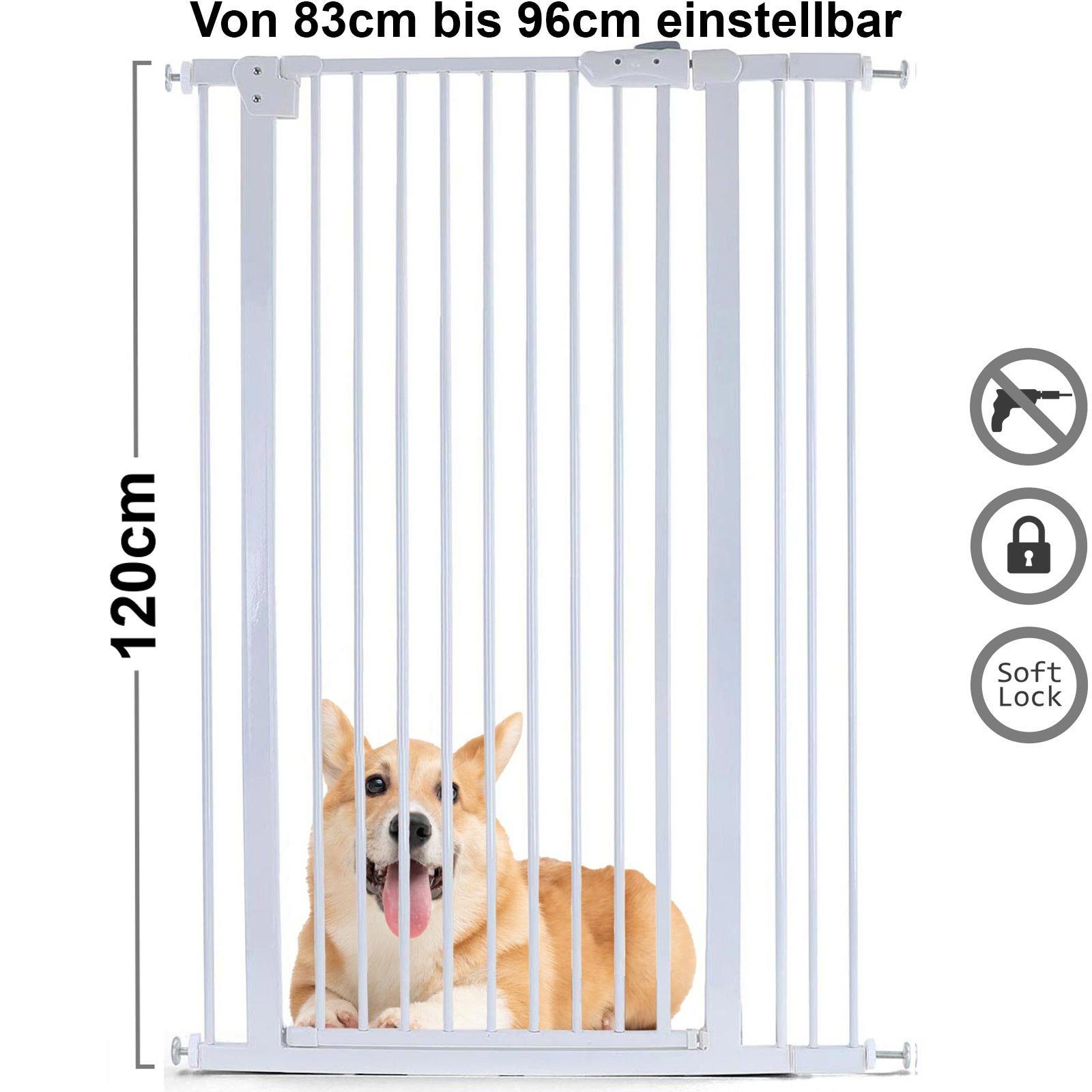 RAMROXX Treppenschutzgitter Absperrgitter Treppenschutz Metall weiß verstel günstig online kaufen