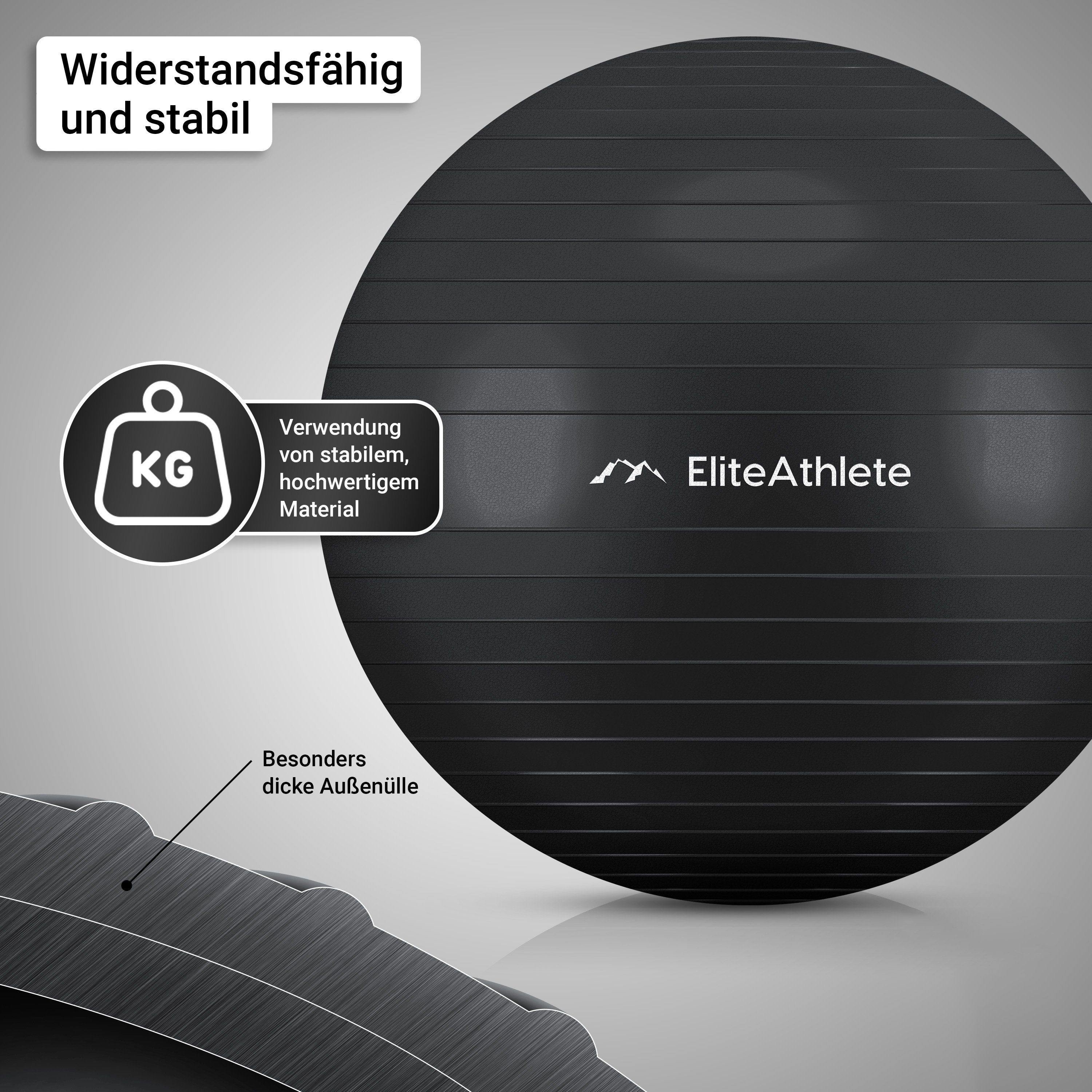 EliteAthlete Gymnastikball Gymnastikball Sitzball Büro ergonomisch - Fitness Yoga Schwangerschaft – Bild 5 von 5
