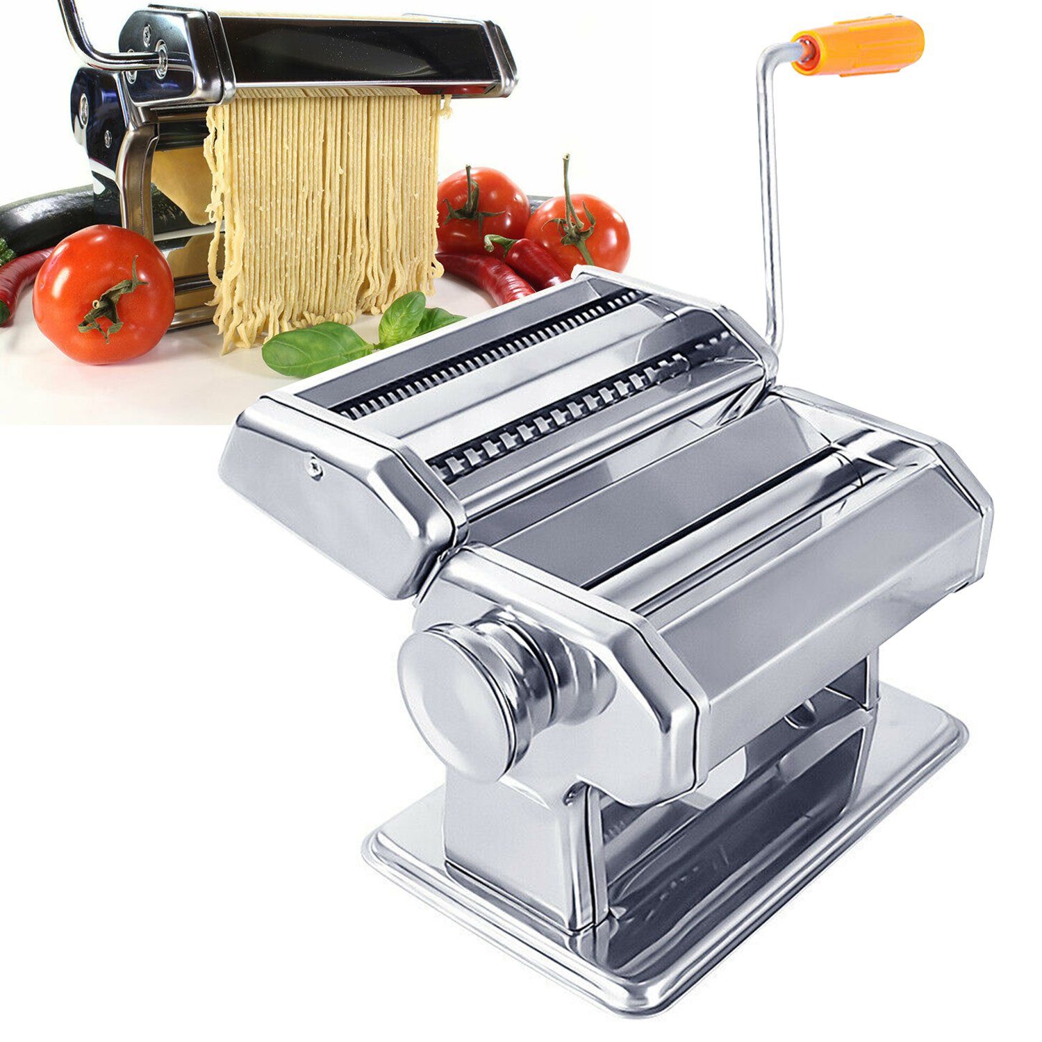 Pastamaschine, 2 Dicke, Nudeln Nudelmaschine Edelstahl TolleTour 7 Pasta Schneiden, Einstellbare mit für Spaghetti Maker, Lasagne