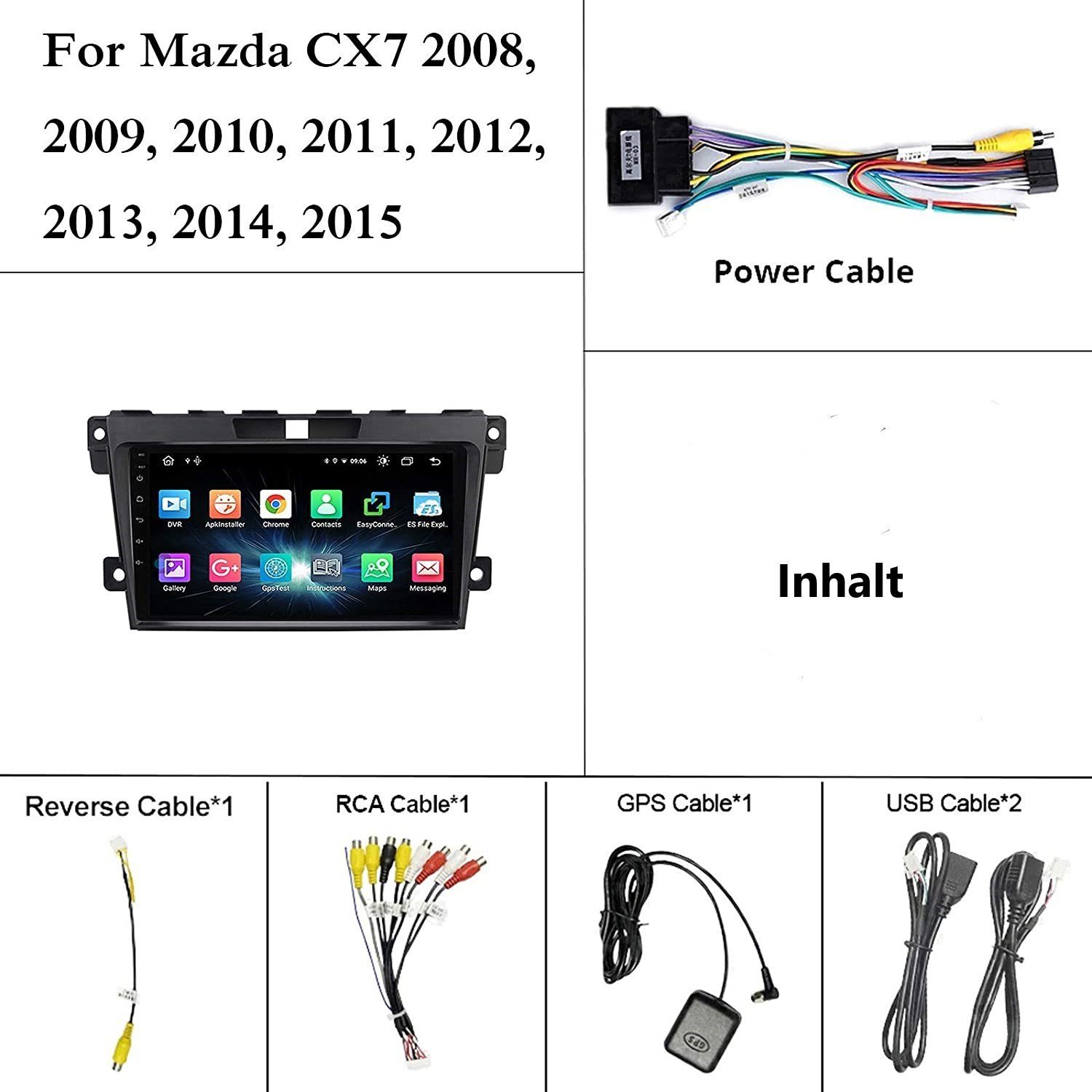 GABITECH für Mazda CX-7 BT 9 Einbau-Navigationsgerät Android Autoradio Zoll 12 RDS USB