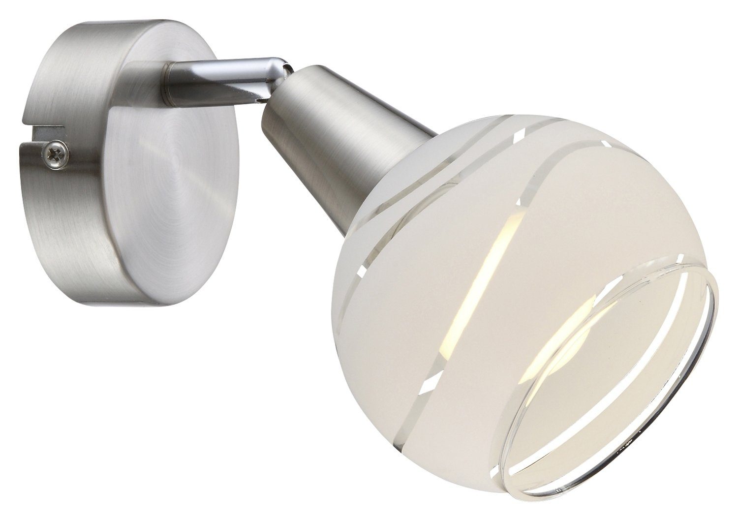 Globo LED Wandleuchte MILOUD, Nickel matt, Weiß, Glas, Metall, Leuchtmittel wechselbar, Warmweiß, B 10 cm x H 15 cm, 1-flammig