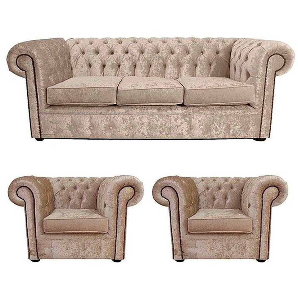 JVmoebel Chesterfield-Sofa, Chesterfield Garnitur Couch 3+1+1 Sitzer Sofa
