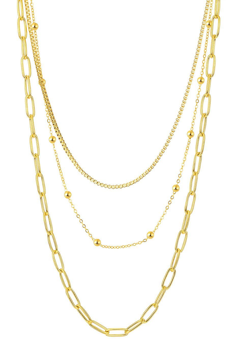 Edelstahlkette Schmuck Geschenk Trio Layerkette