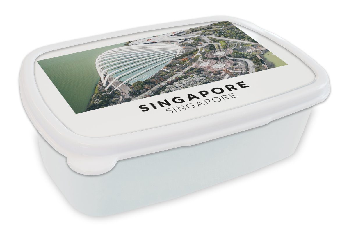 MuchoWow Lunchbox Singapur - Wasser - Architektur, Kunststoff, (2-tlg), Brotbox für Kinder und Erwachsene, Brotdose, für Jungs und Mädchen weiß