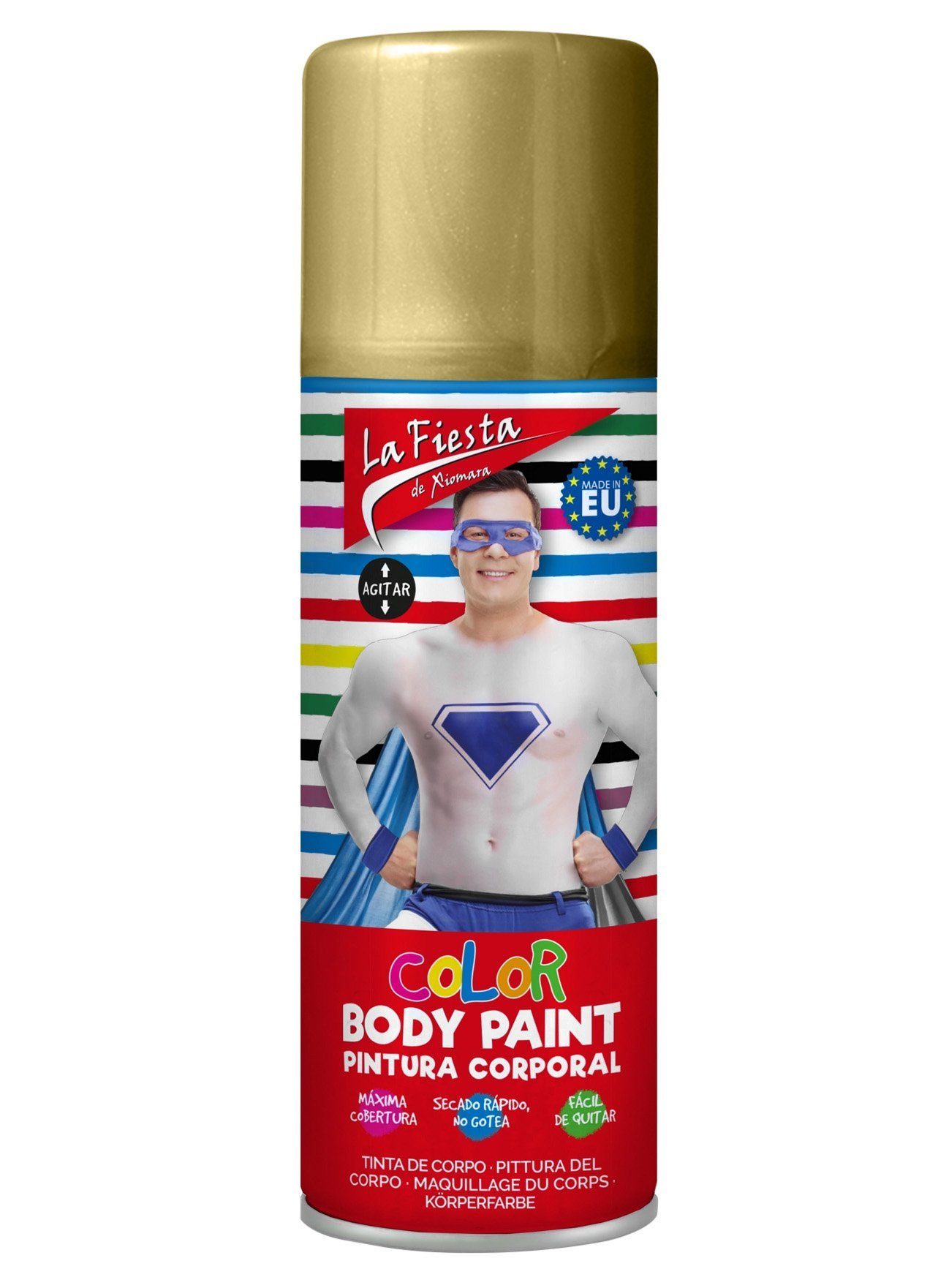 Maskworld Theaterschminke Bodyspray Gold, Make-up-Spray für Halloween, Karneval & Bodypainting