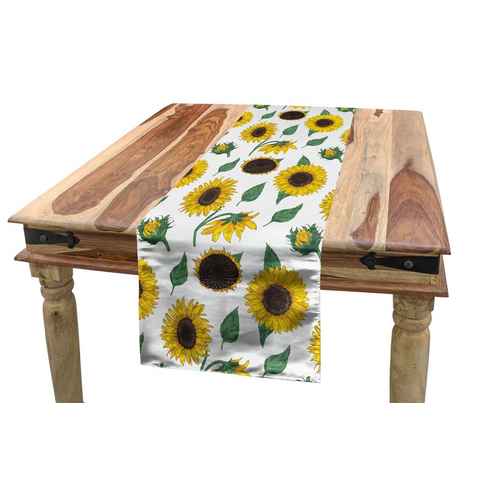 Abakuhaus Tischläufer Esszimmer Küche Rechteckiger Dekorativer Tischläufer, Sonnenblume Von Hand gezeichnet Blumenkunst