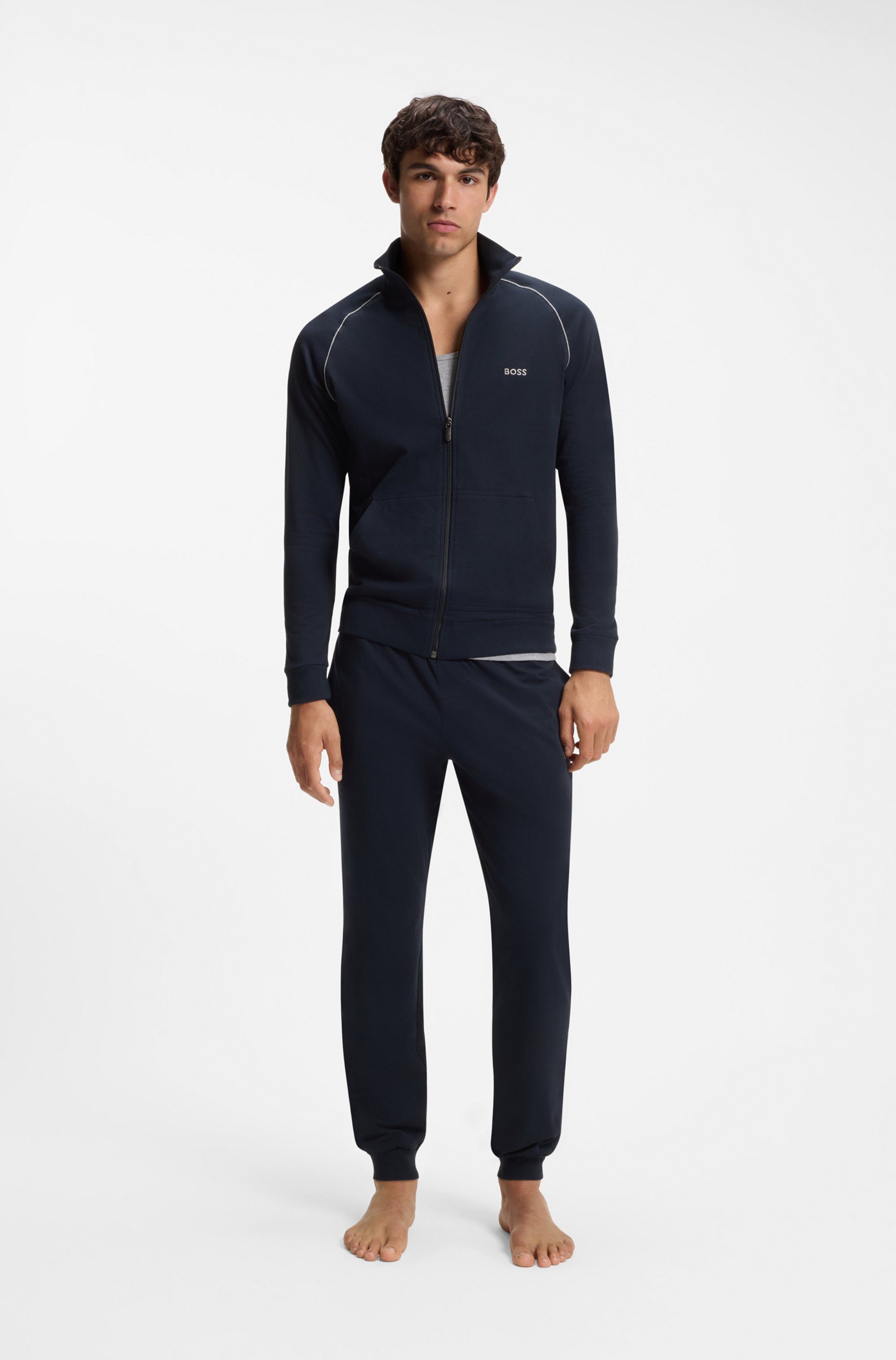 BOSS Sweatjacke Mix&Match Jacket Z mit Kontrastnaht am Ärmel