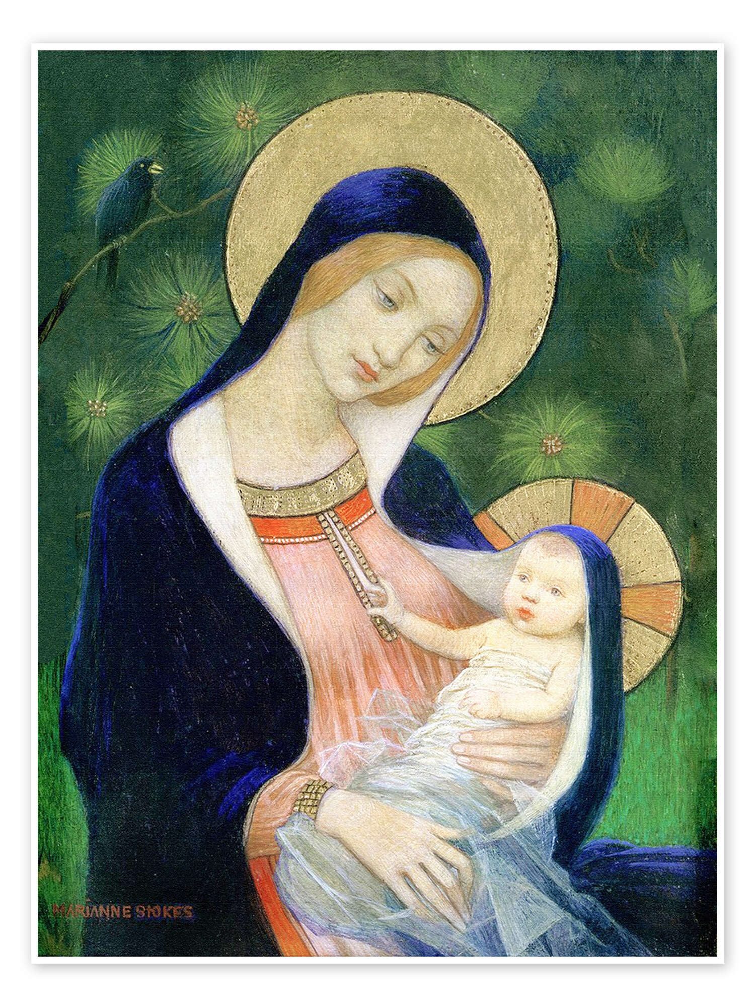 Posterlounge Wandbild Madonna mit Kind, Marianne Stokes, erhältlich als Poster, Leinwandbild, Wandsticker oder Acrylglasbild