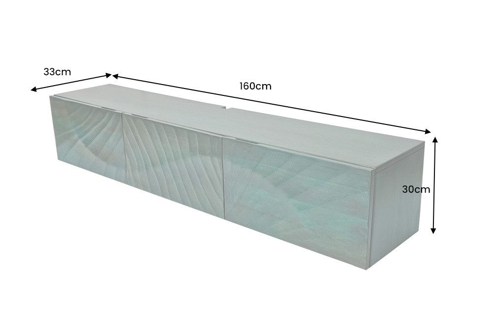 riess-ambiente TV-Bank SCORPION 160cm türkis – Massivholz, hängend, Fernsehschrank aus Holz (Einzelartikel, 1 St), wandmontiertes Lowboard mit 3D-Front – ideal für moderne Wohnbereiche