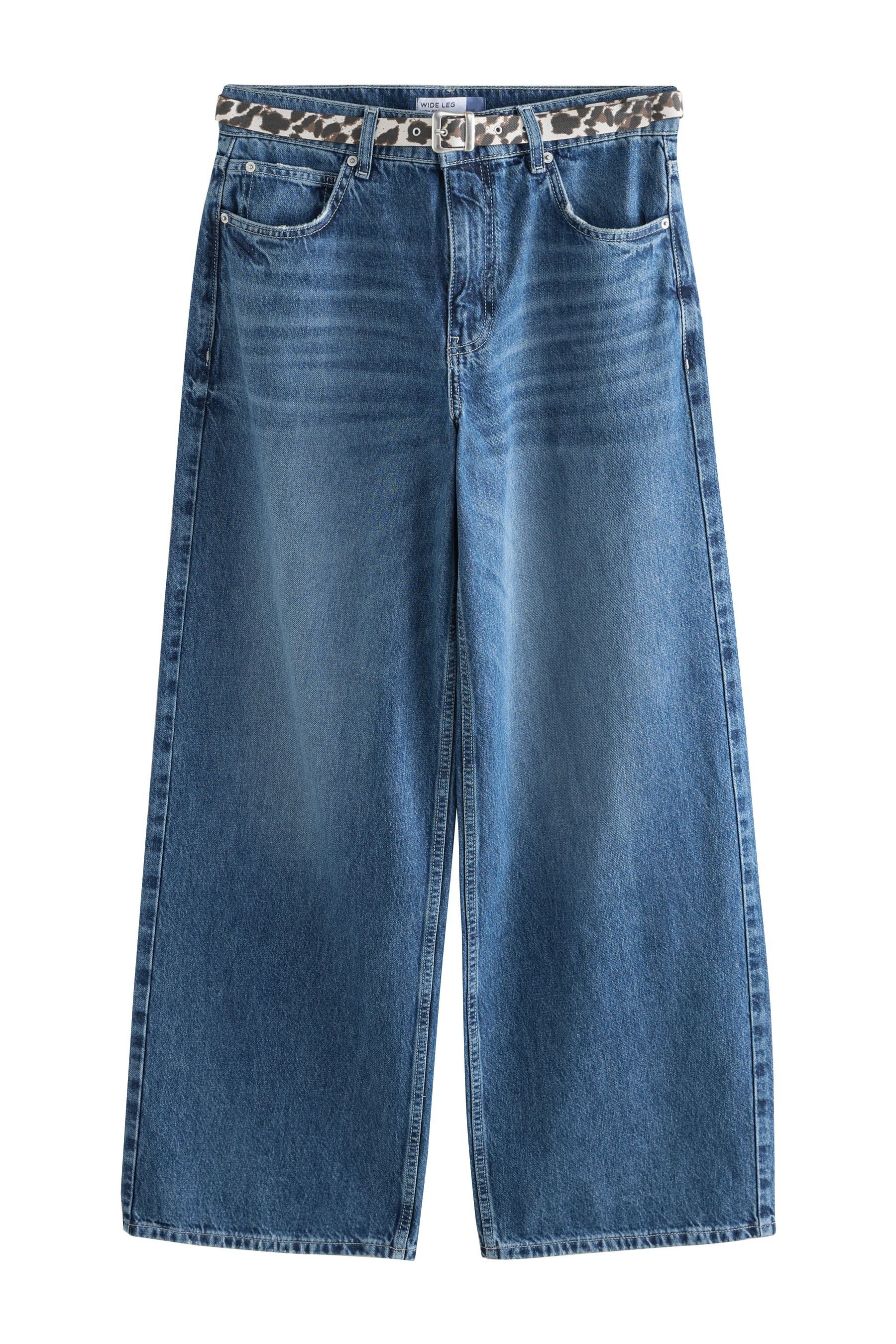 Weite Jeans Jeans mit weitem Hosenbein und Gürtel