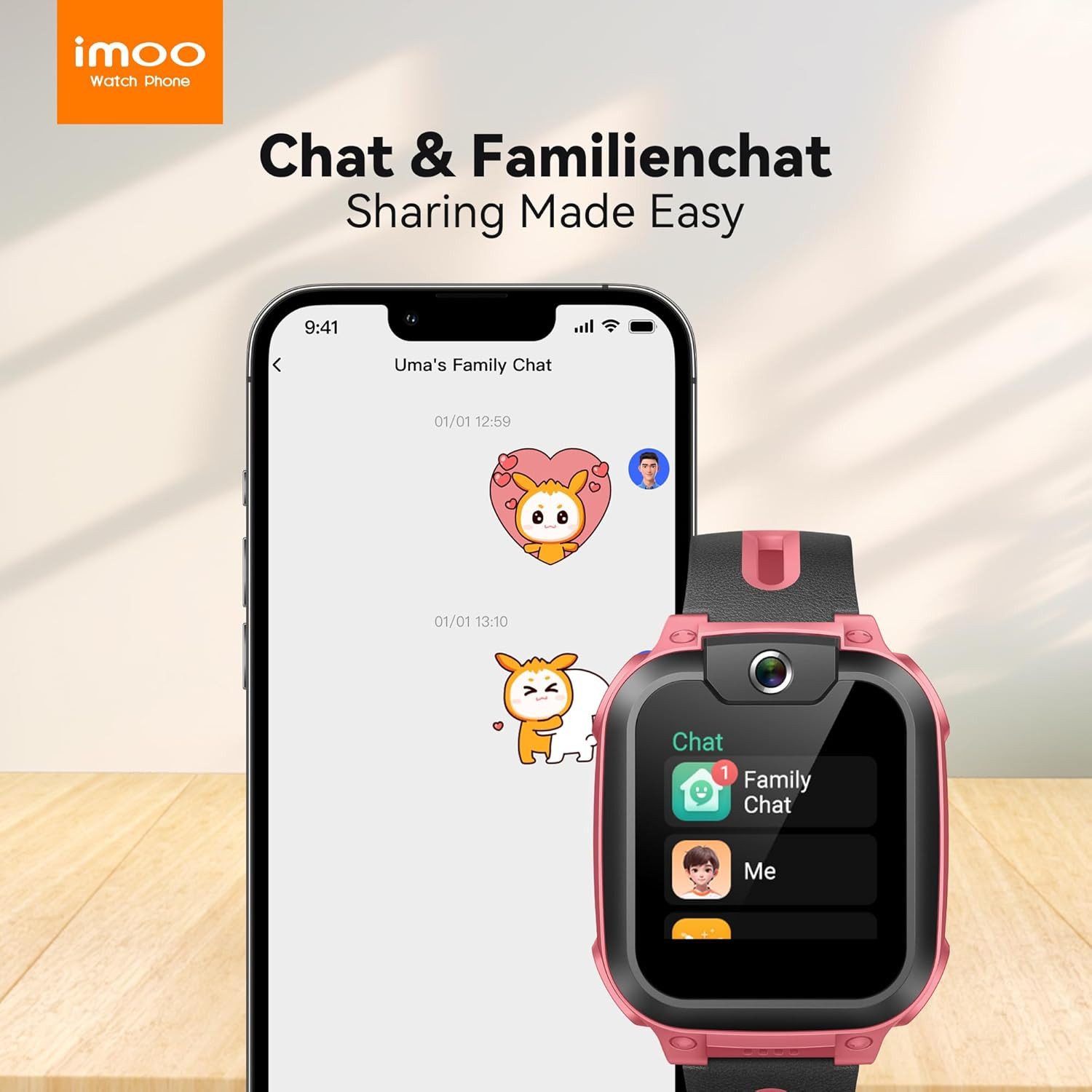 imoo ‎ Z1 Różowy Smartwatch (3,3 cm, sim), KINDER-SMARTWATCH MIT VIDEOANRUFFUNKTION GPS UND WASSERSCHUTZ