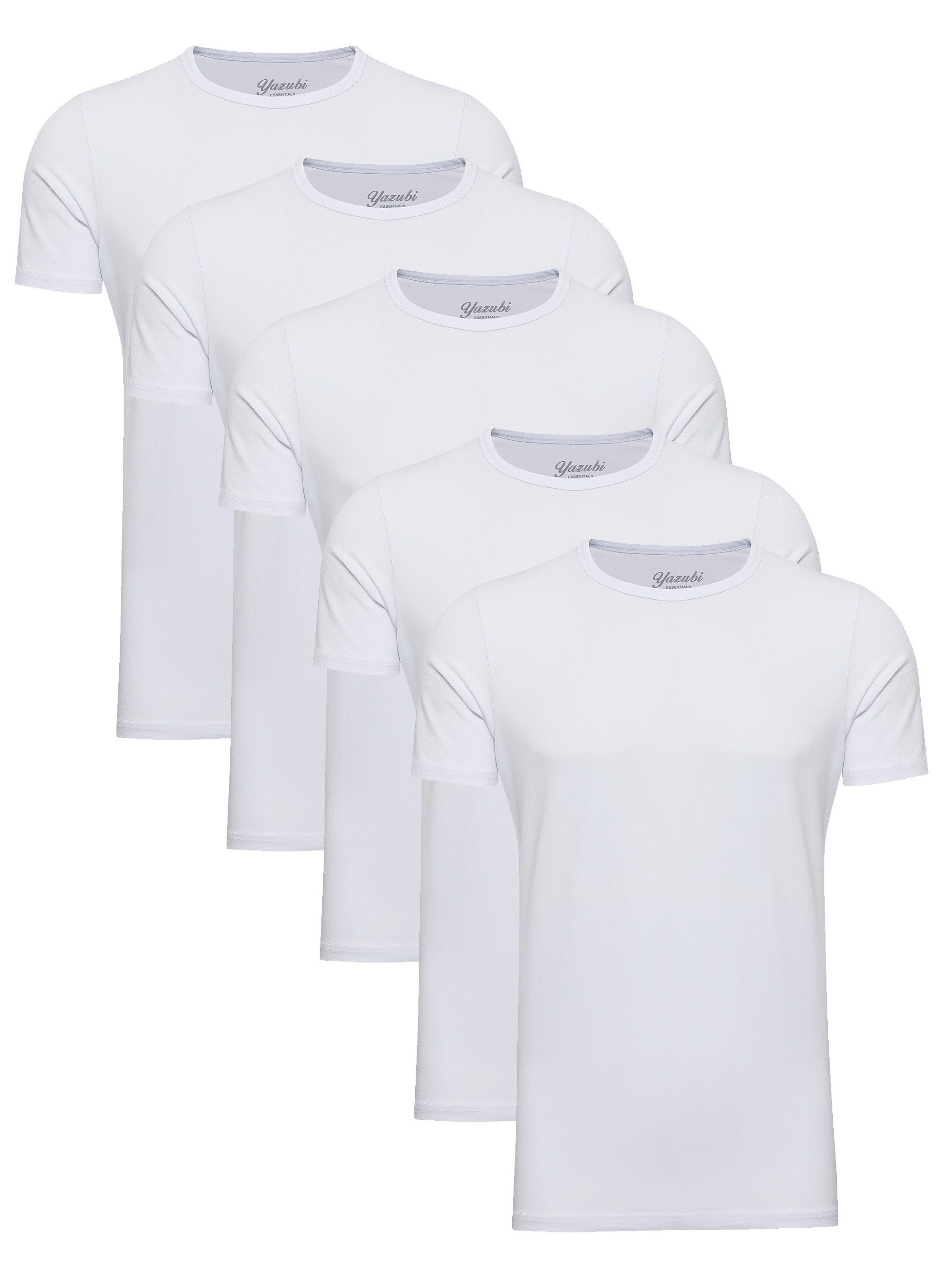 Yazubi T-Shirt 5-Pack Mythic Basic Tee Crew Neck (Set, 5er-Pack) modernes Rundhalsshirt Weiß (Brilliant White 114001)