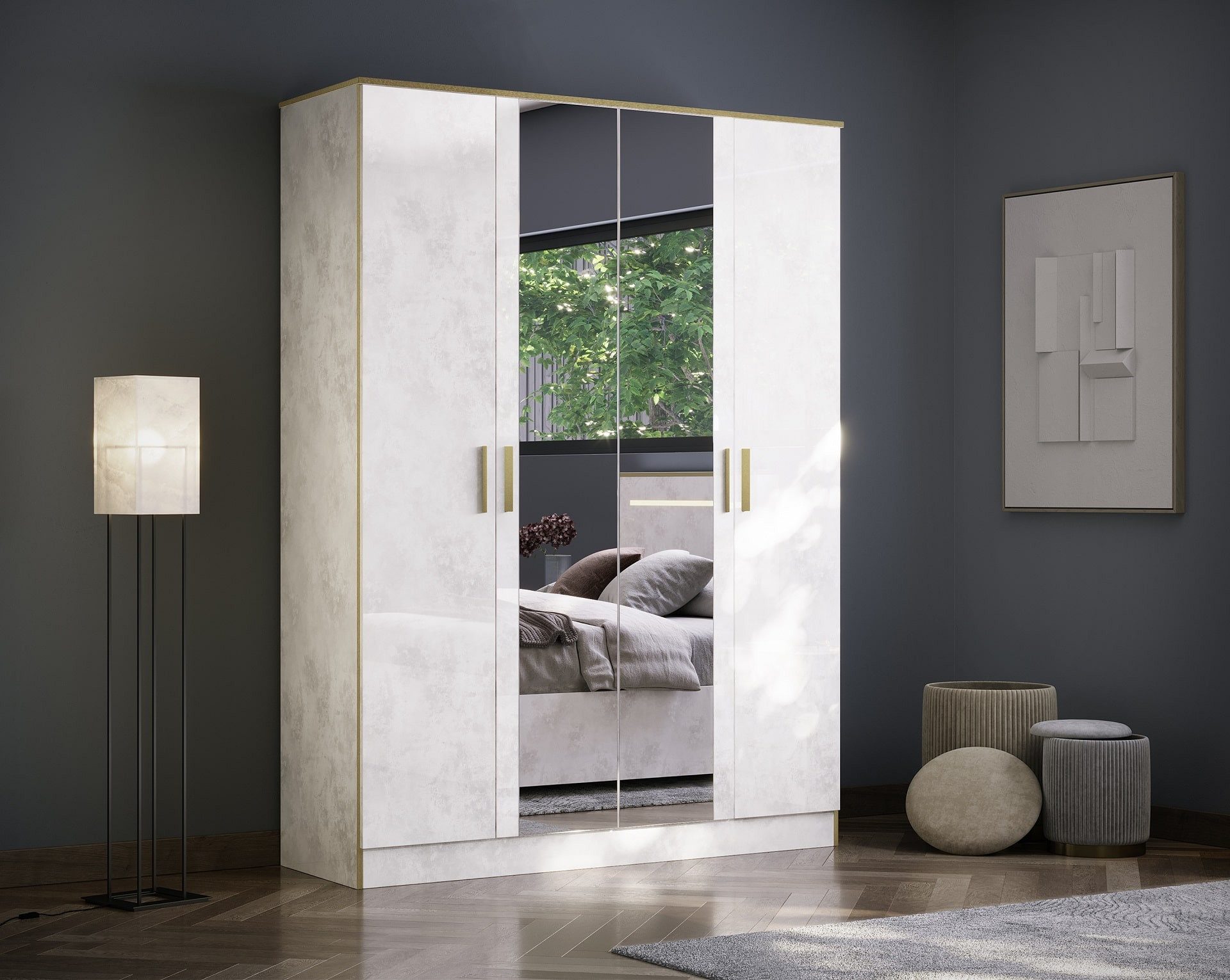 Interdesign24 Schlafzimmer-Set Noemi, (4-Teilig, in Beige/Gold günstig online kaufen