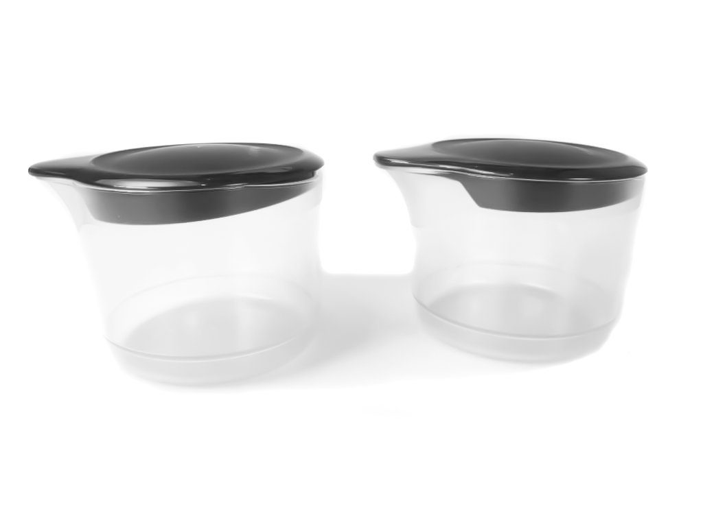 TUPPERWARE Milch- und Zuckerset Milchkännchen 250 ml (2) schwarz + SPÜLTUCH