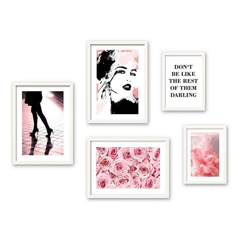 Poster, Fashion, Mode, Frau, Make-up, Style (Set, 5 St), 5-teiliges Poster-Set, Kunstdruck, Wandbild, Posterwand, Bilderwand, optional mit Rahmen, WP607