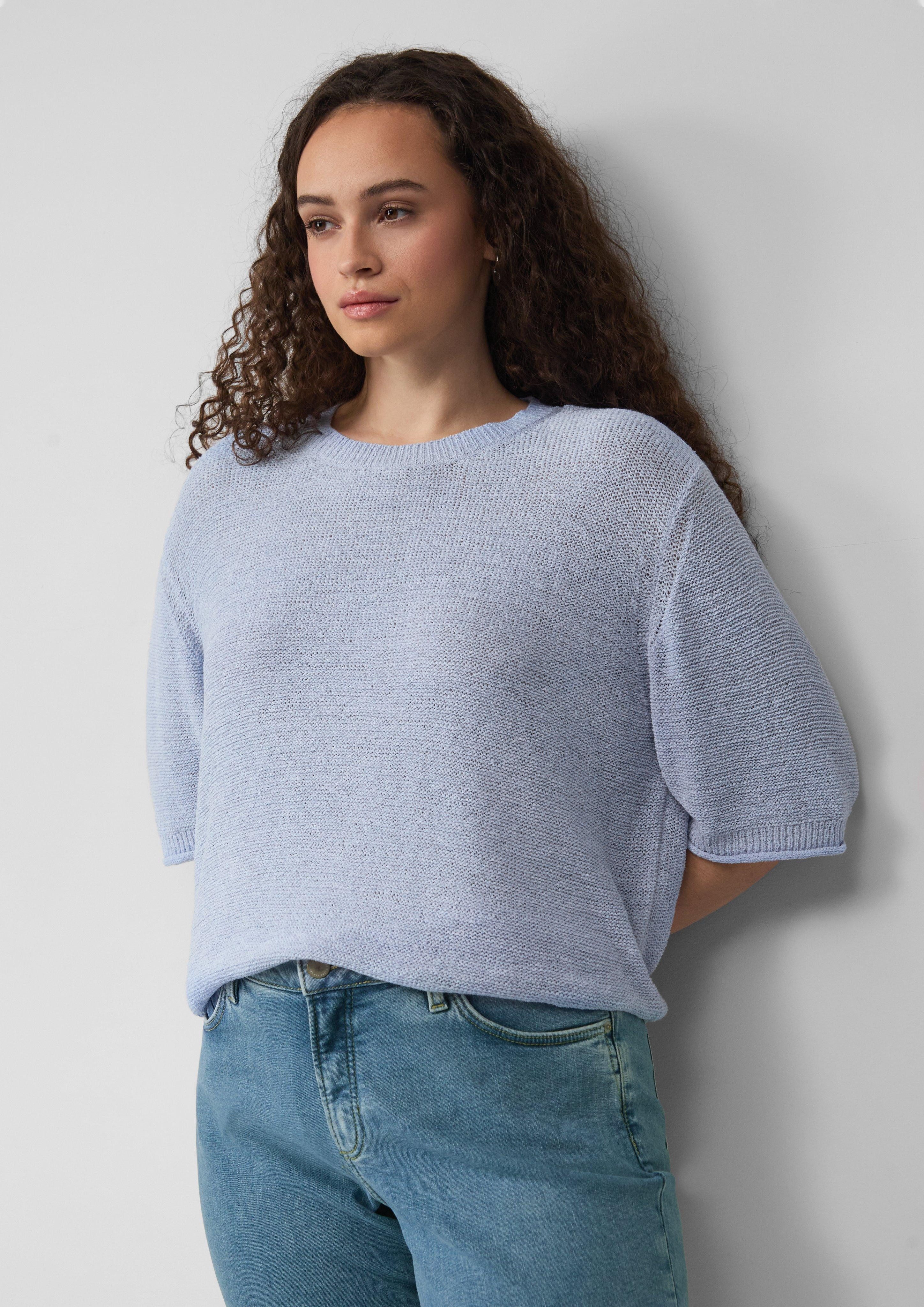 QS Strickpullover Kurzarmpullover aus Bändchengarn günstig online kaufen