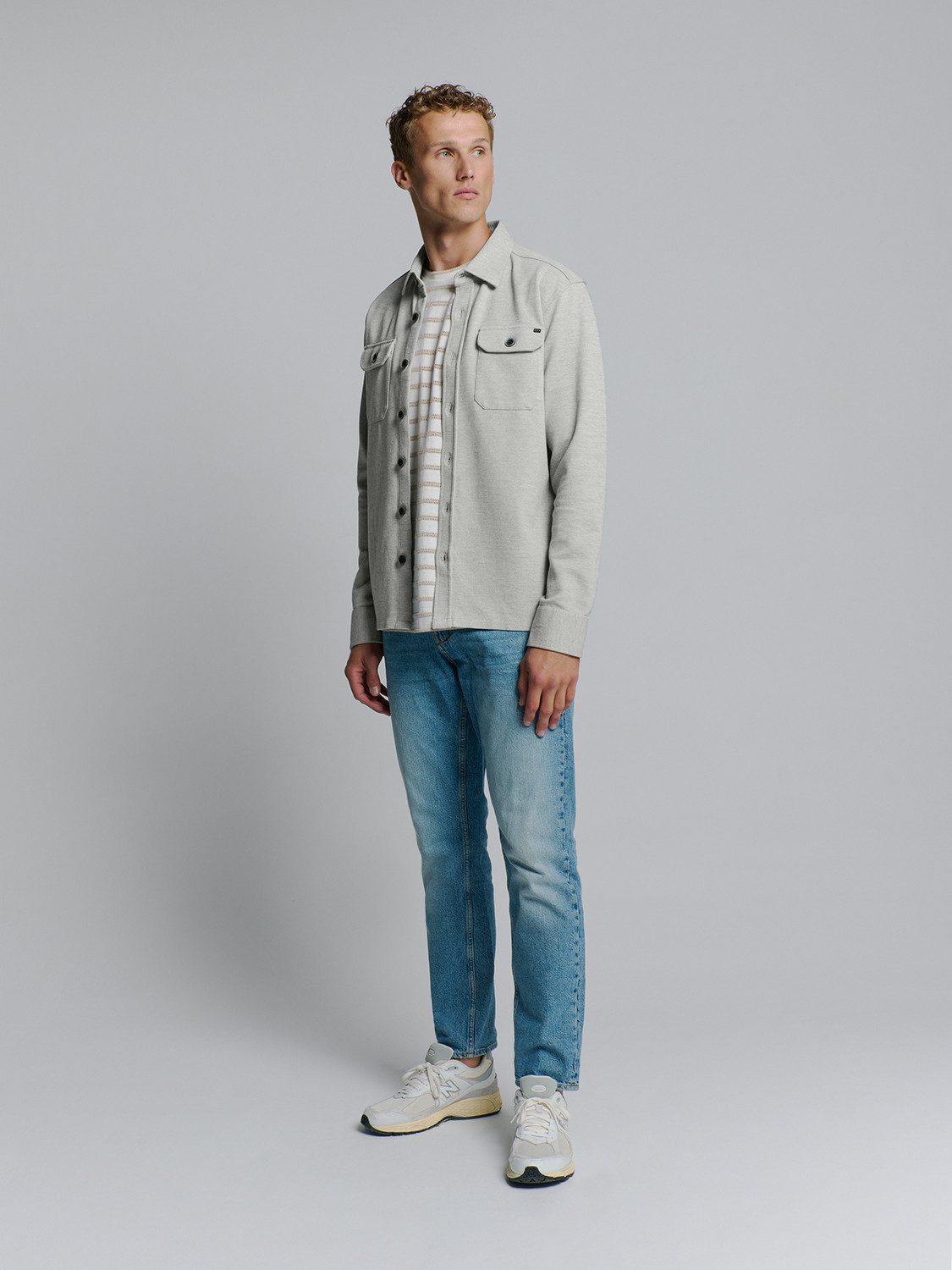 NO EXCESS Langarmhemd No Excess Sweat Overshirt mit Knopfverschluss