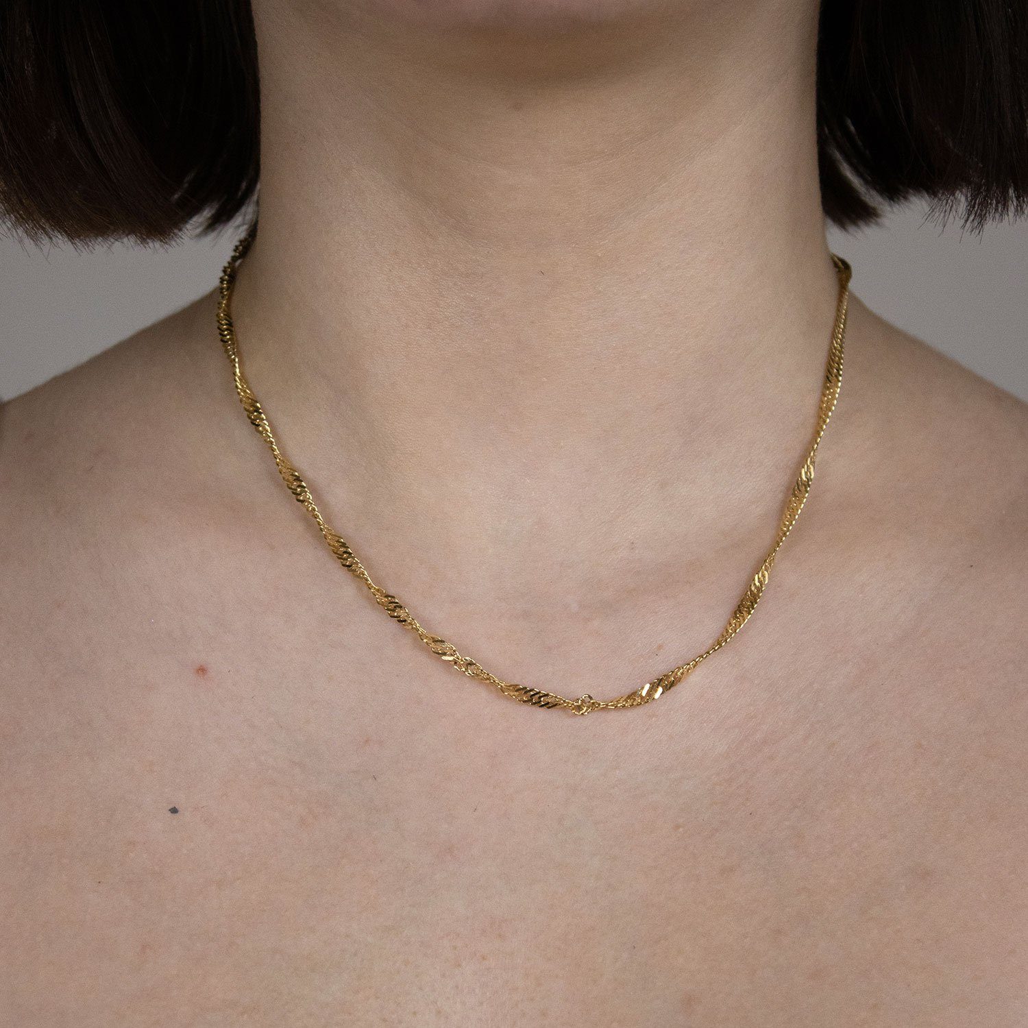 HOPLO Goldkette Goldkette Singapurkette Halskette Breite 2,9 mm 50 cm 333-8 Karat Gold, Made in Germany