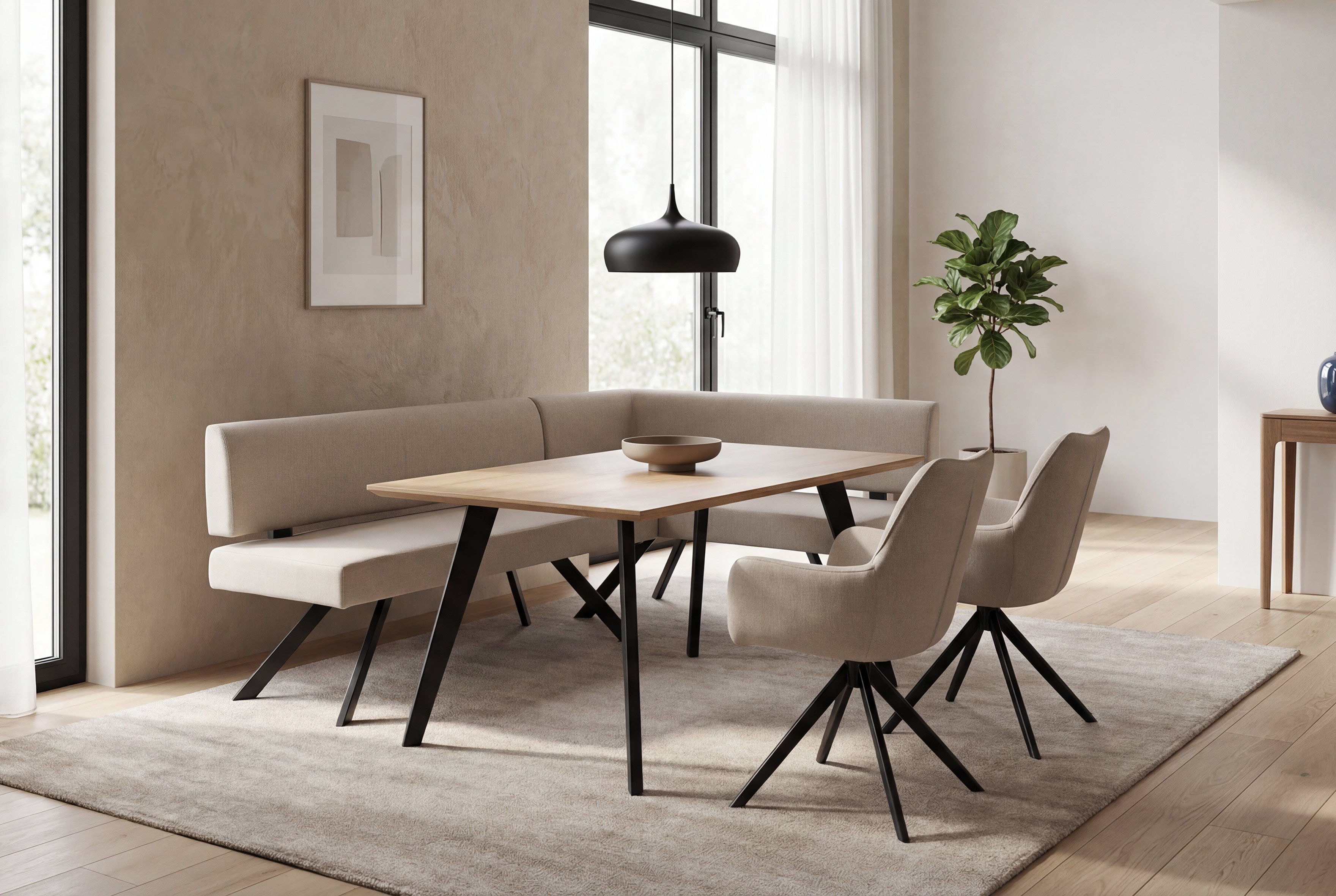 byLIVING Eckbank TORONTO, Webstoff, bis 160 kg, Taschenfederkern, 4-Fußgestell, 3 Sitzplätze