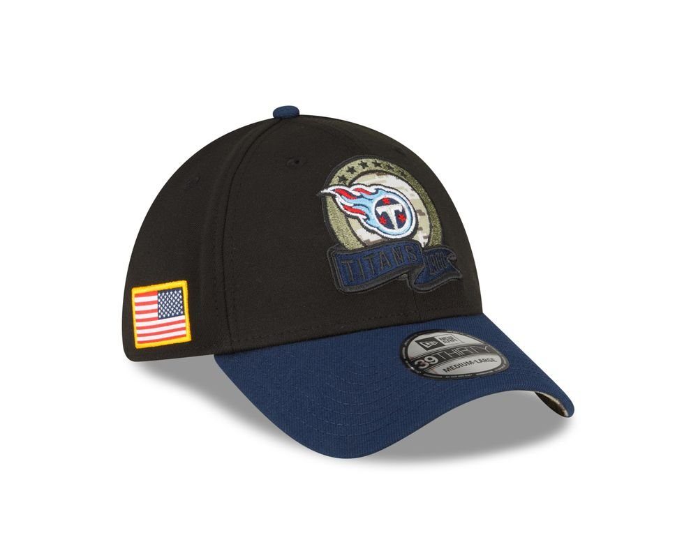 Service New TENNESSEE Salute Era Game Baseball NFL New TITANS Sideline 2022 39THIRTY to Fit Stretch Cap Era Cap