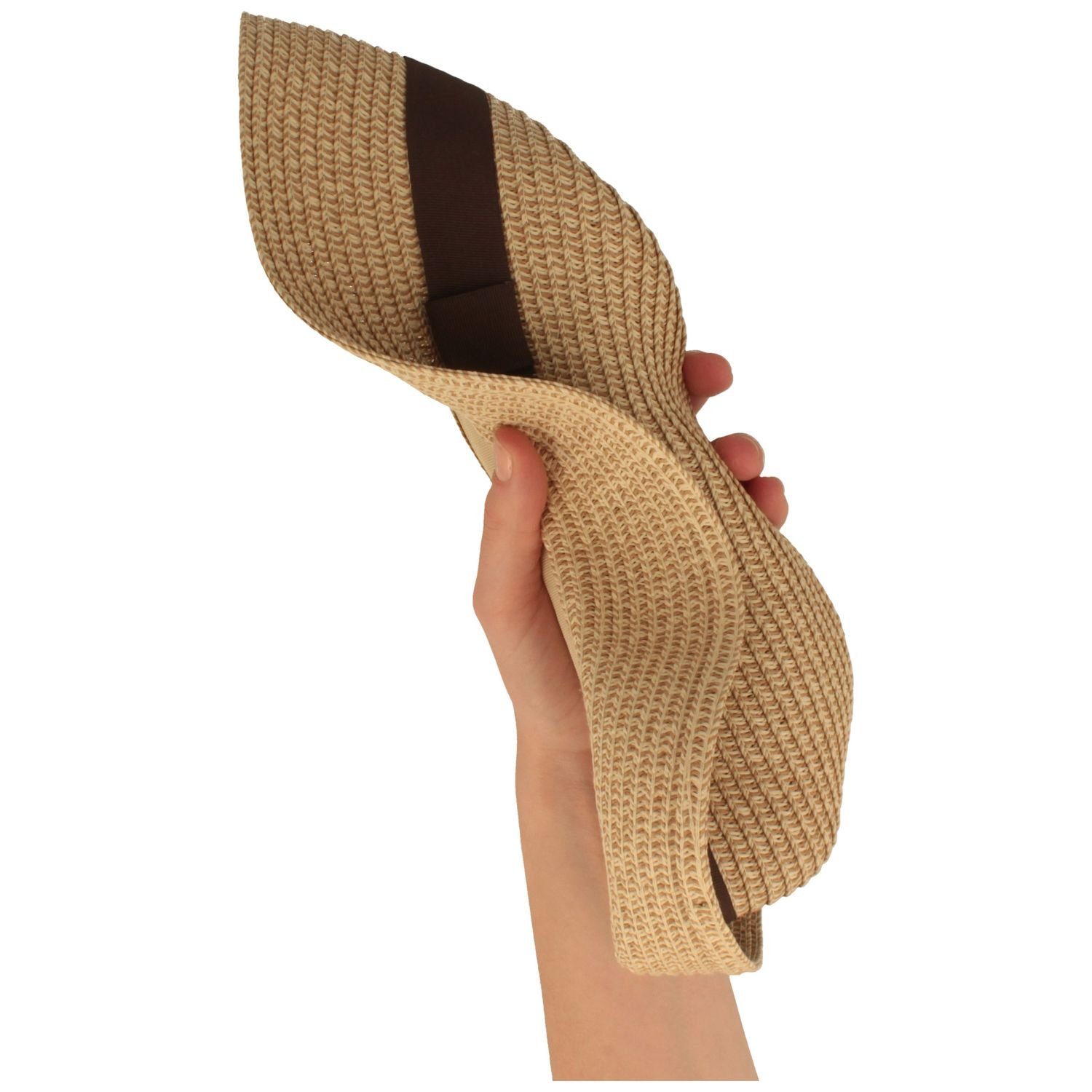 Breiter Strohhut knautschbarer Borten-Trilby