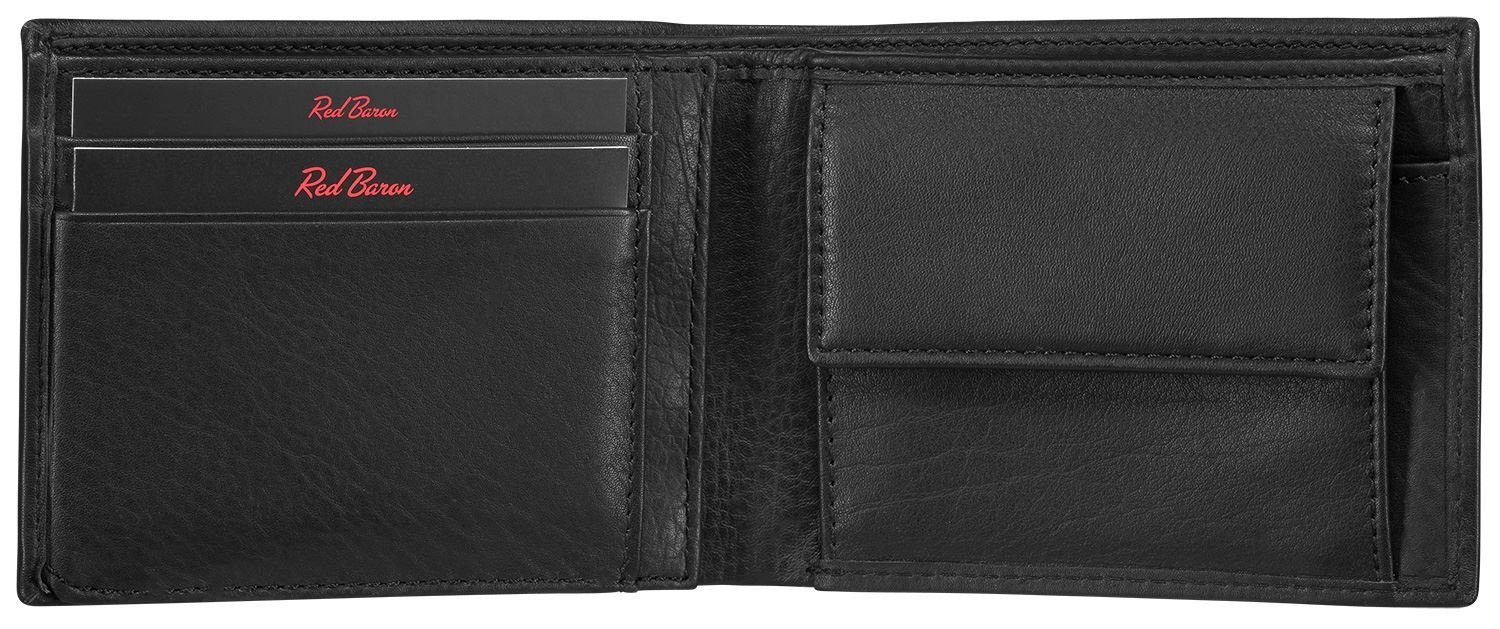 Red Baron Geldbörse RB-WT-003-01, Kreditkartenfächer, mit Druckknopf, Münzfach Sichtfächer