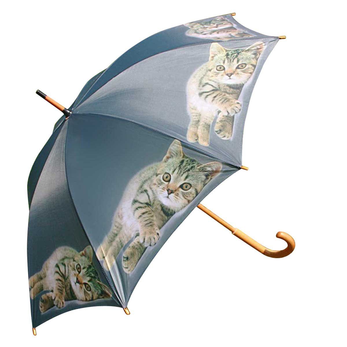 Stockregenschirm Mars & More Regenschirm Kätzchen Tabby liegend