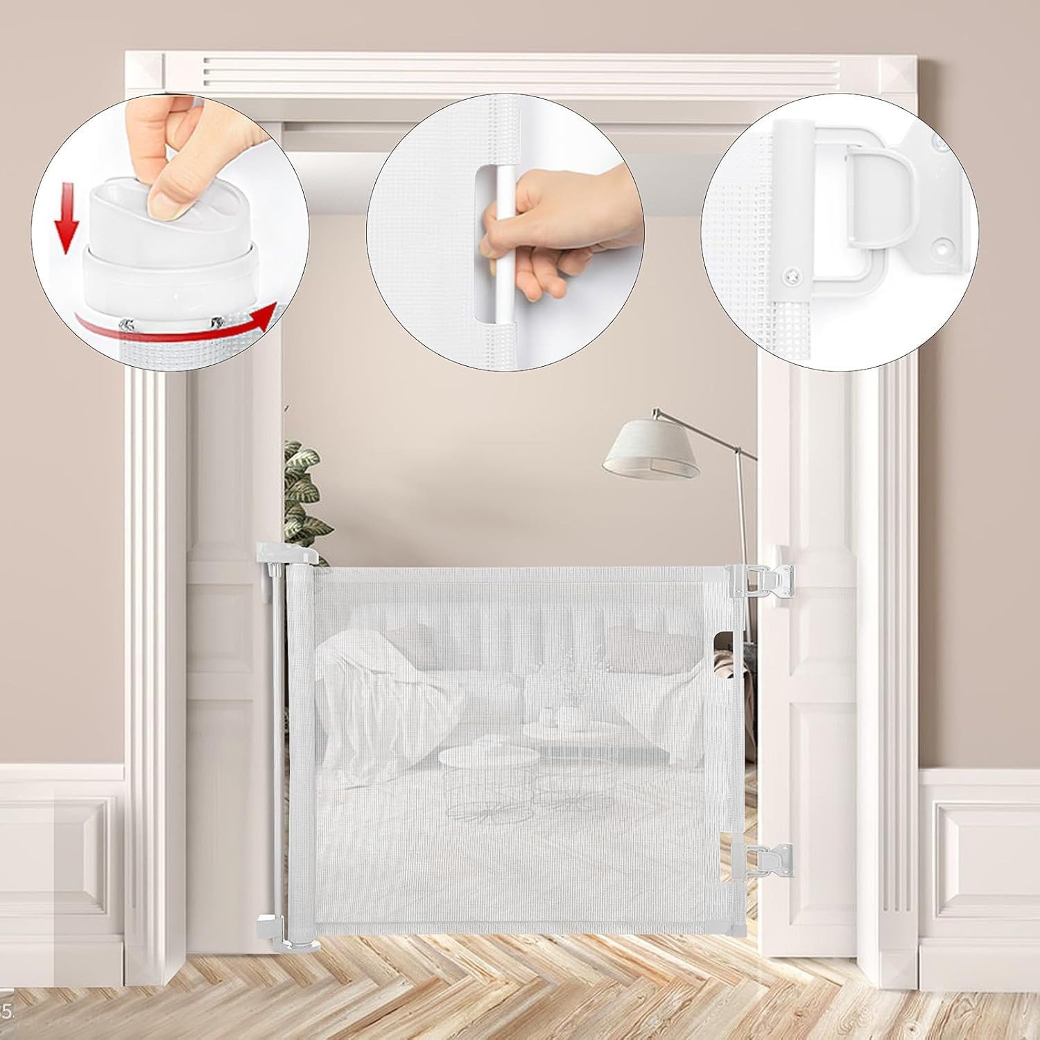 Youyijia Bettschutzgitter Лестничные ворота, 140 cm Babyschutzgitter, einziehbares