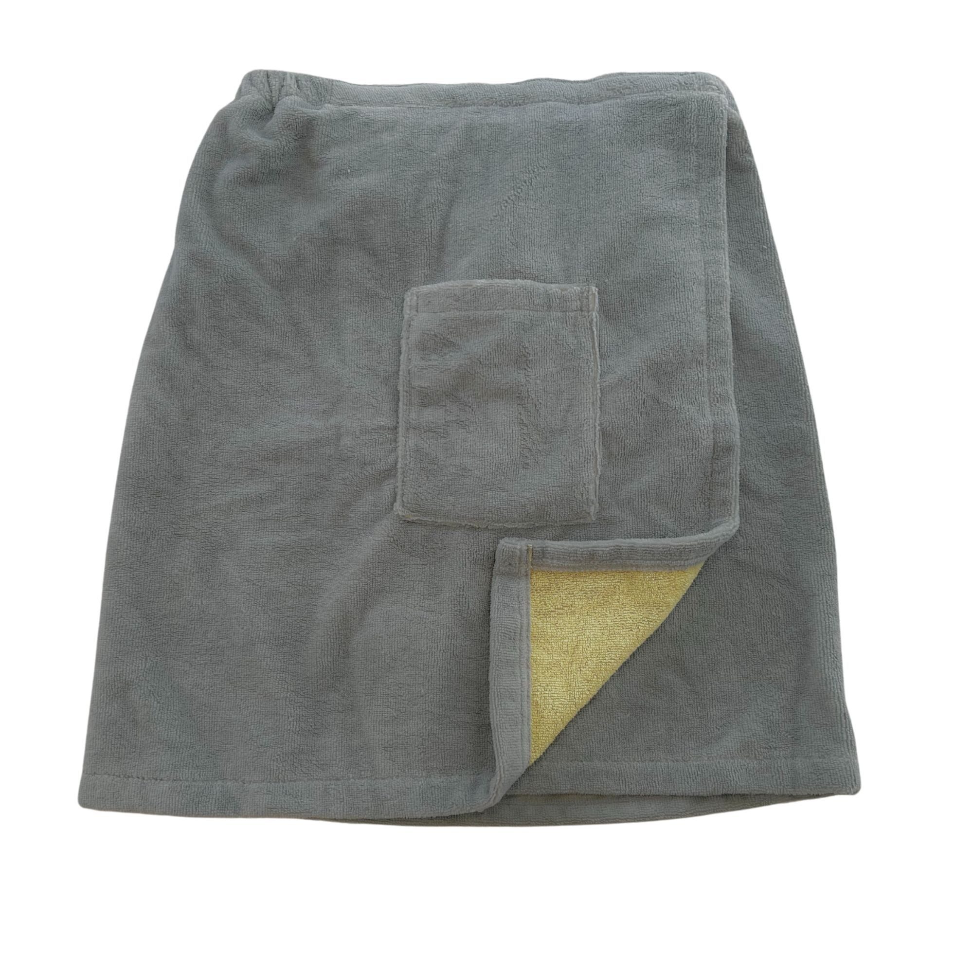 my Hamam Kilt Saunakleid mit Gummibund und Klettverschluß, Kurzform, Baumwolle, Polyester, Tasche, Klettverschluß, praktisch und vielseitig