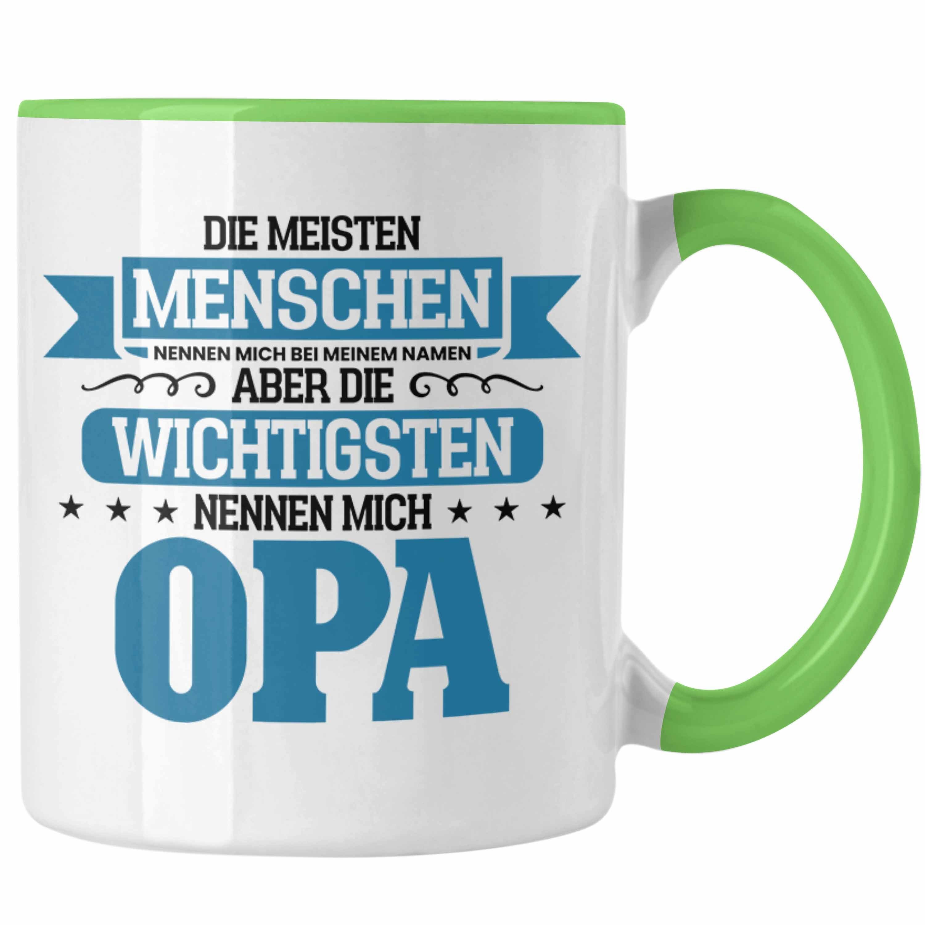 Trendation Tasse Lustige Tasse Geschenk für Opa Geschenkidee Spruch Die Wichtigsten Leu Grün