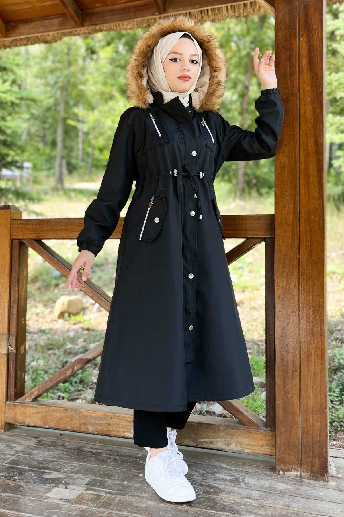 Winterjacke Kapuzen-Zip-Jacke