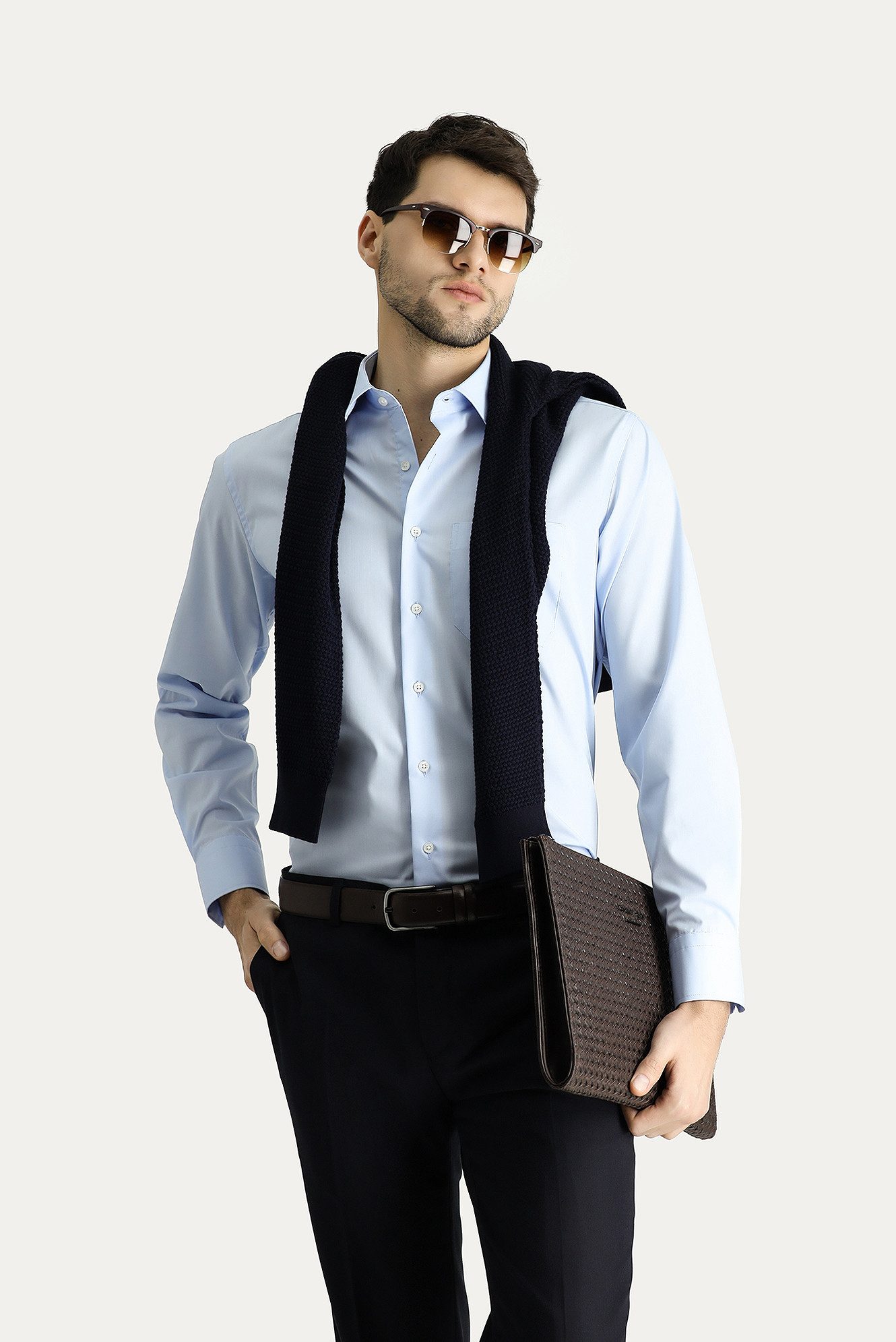 KIGILI Businesshemd Langarm Regular-Fit Knitterfreies Baumwollhemd