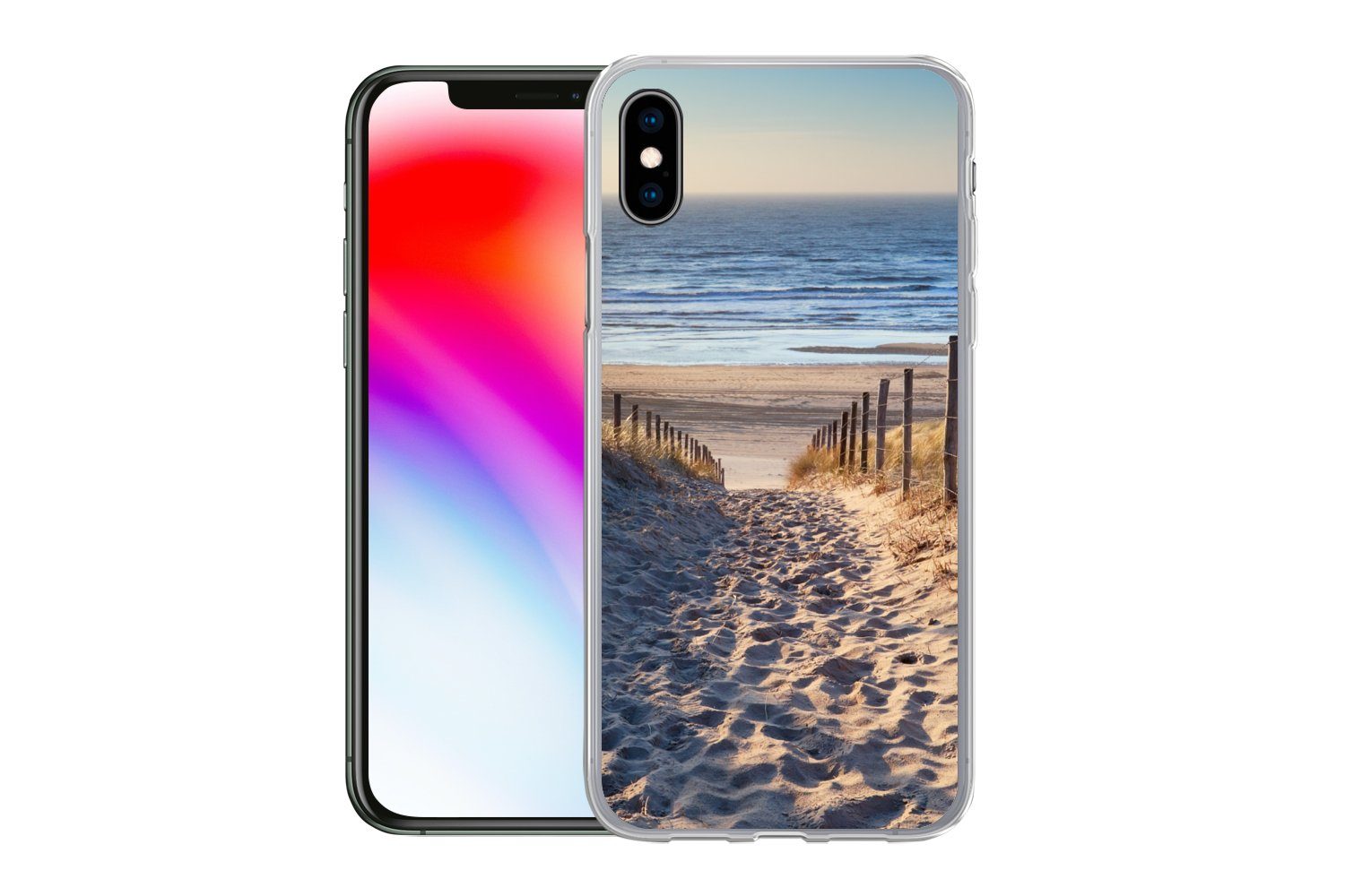 MuchoWow Handyhülle für Apple iPhone XS Strand - Meer - Niederlande - Dünen - Sonne, Smartphone-Bumper, Print, Handy Schutzhülle Dünn