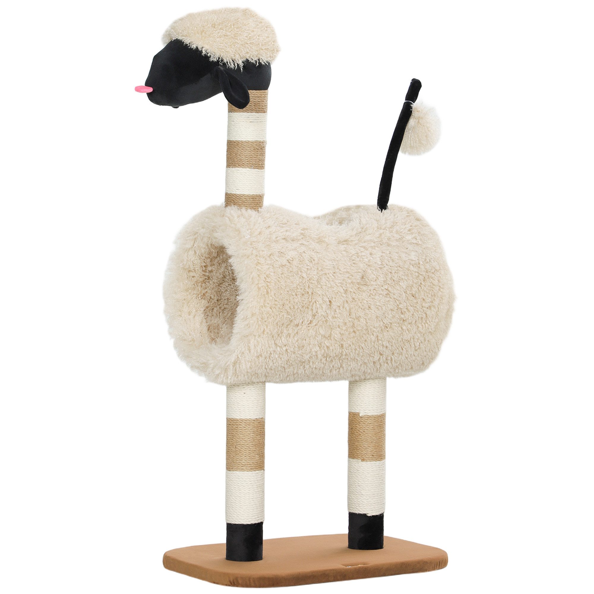 Kratzbaum Hellbraun 48L x 34B x 98H cm mit Tunnel und