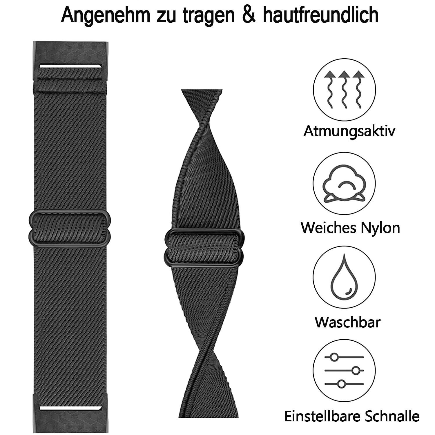 zggzerg 2 Fitbit Kompatibel für Uhrenarmband Stück Charge Armband Schwarz+Leopard Elastische