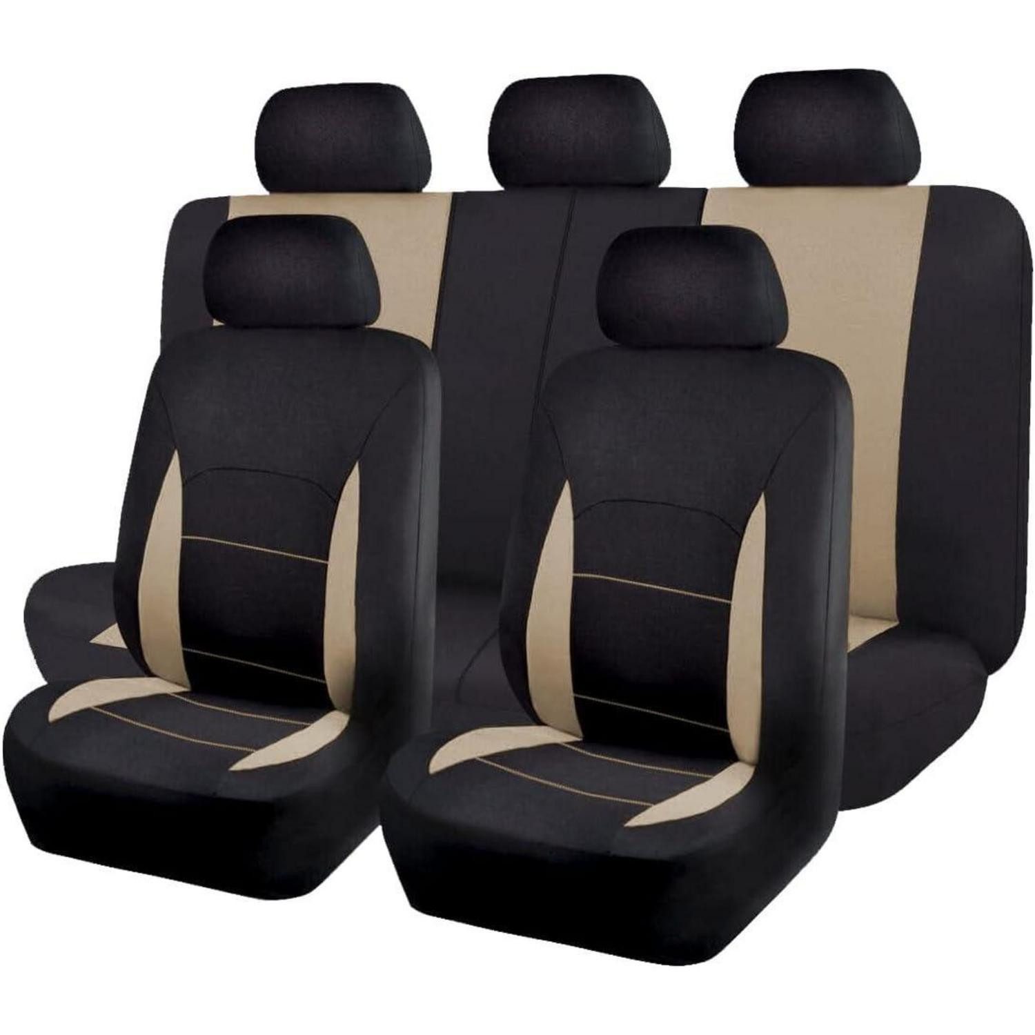 LuxusKollektion Autositzbezug Autositzbezug Komplettset Beige/Schwarz Universal
