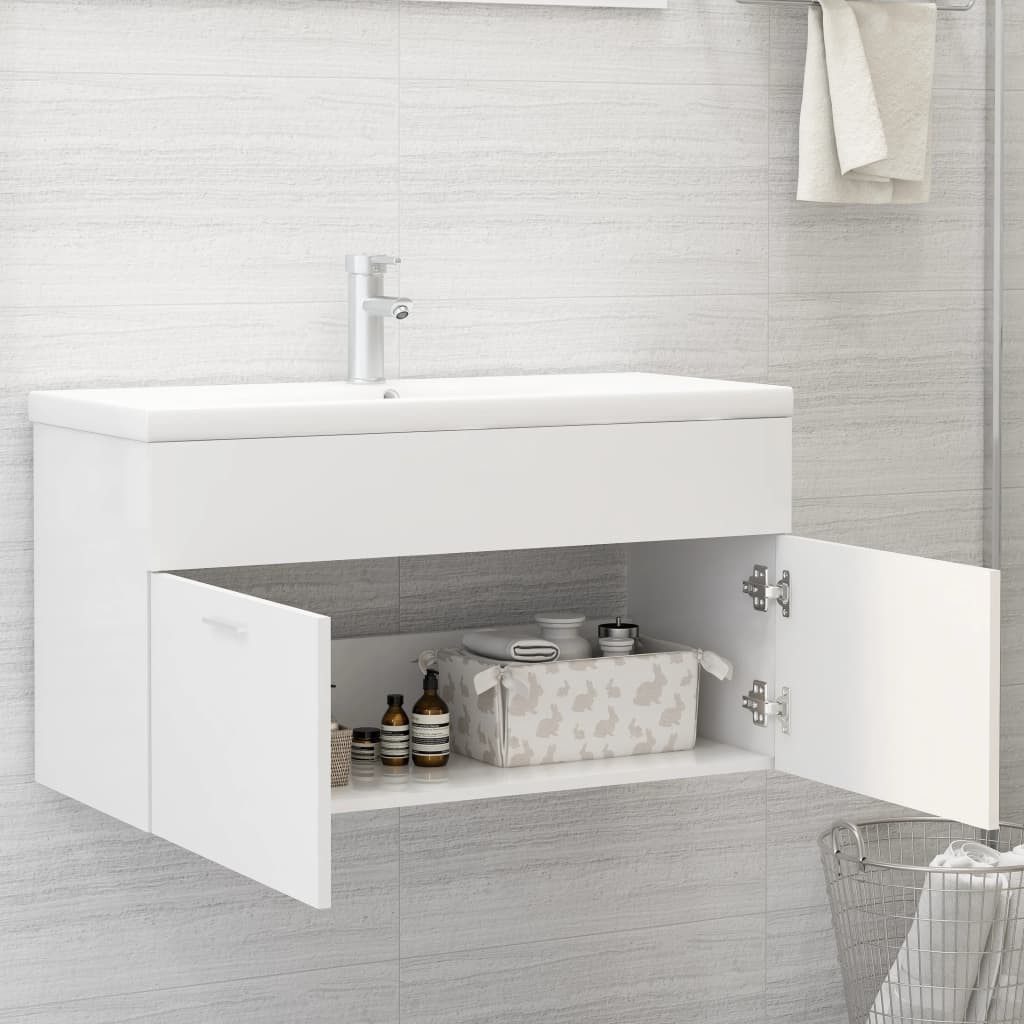 vidaXL Badezimmer-Set Waschbeckenunterschrank Weiß 90x38,5x46 cm günstig online kaufen