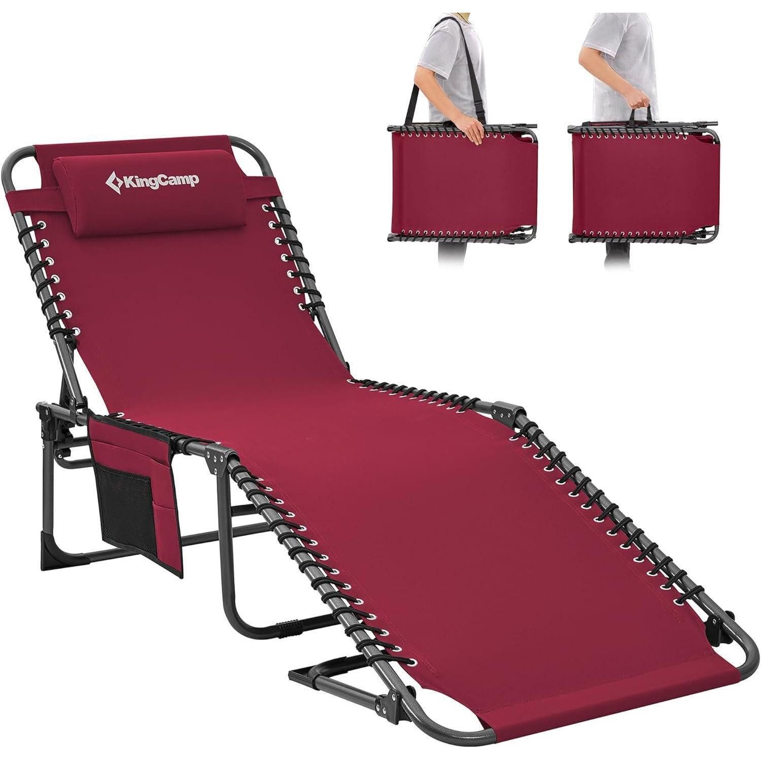 Gartenliege Campingliege Sonnenliege klappbar 5-stufig verstellbar mit Kopfkissen
