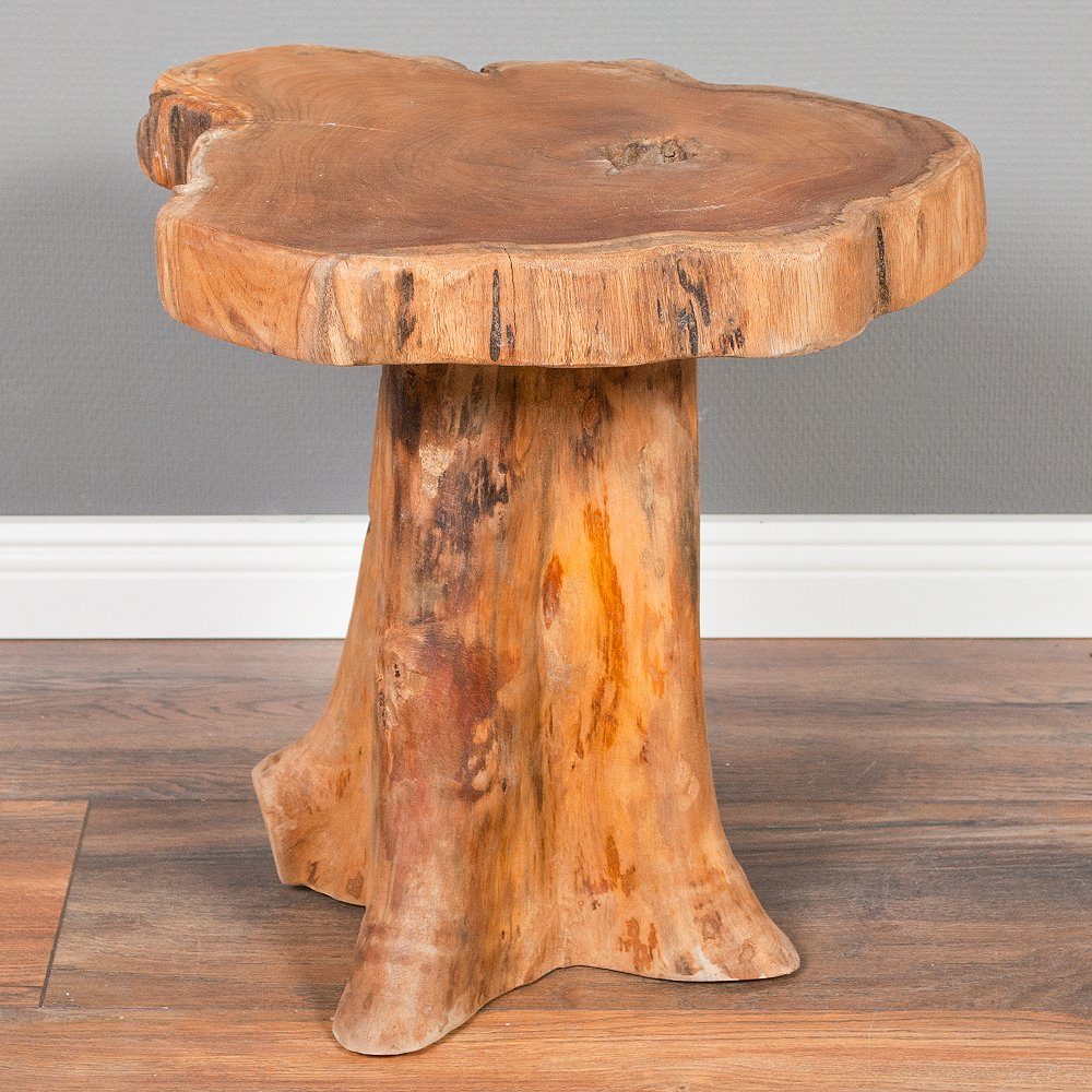 MELAYA Beistelltisch Beistelltisch Teak Ø 45cm ca. Natural massiv LebensWohnArt