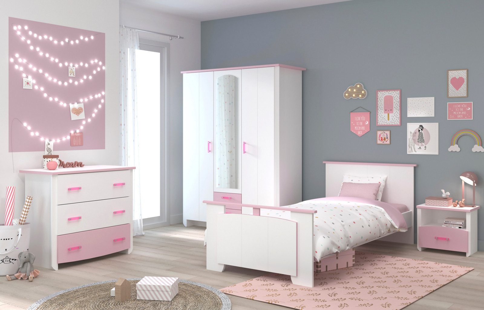 Parisot Jugendzimmer-Set Sunny, (Kinderzimmer in weiß günstig online kaufen