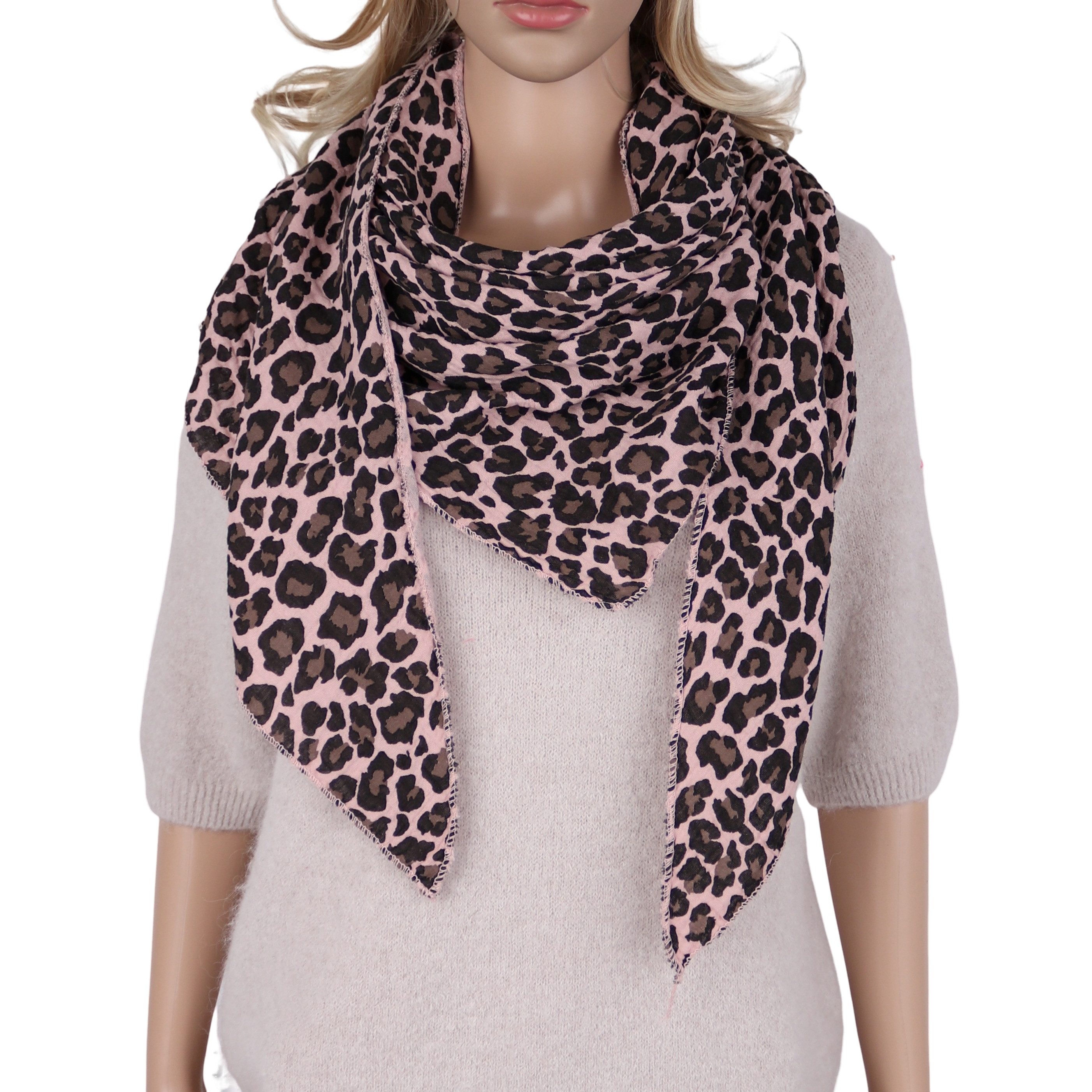 MIRROSI Dreieckstuch Aus Musellin Dreiecksschal ca.200x80 cm, Made in Italy, (Leicht ideal für das ganze Jahr, 100% Baumwolle), in tollen Farben (Leo Muster oder Unifarben)