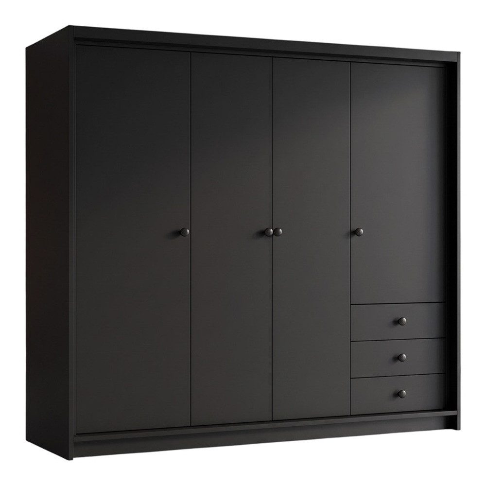 A&J MöbelLand GmbH Drehtürenschrank FALKEN– viertüriger Kleiderschrank 200 cm (Geräumiger viertüriger Kleiderschrank mit Schubladen. Geräumiger Schrank mit einer Breite von 200 cm und Schubladen, ideal zur Aufbewahrung von Kleidung und Accessoires. Viel Stauraum. TOP PRODUKT! Wählen Sie das ideale Modell für Ihr Schlafzimmer!, TOP ANGEBOT) Breite: 200 cm, Höhe: 215 cm, Tiefe: 59,5 cm