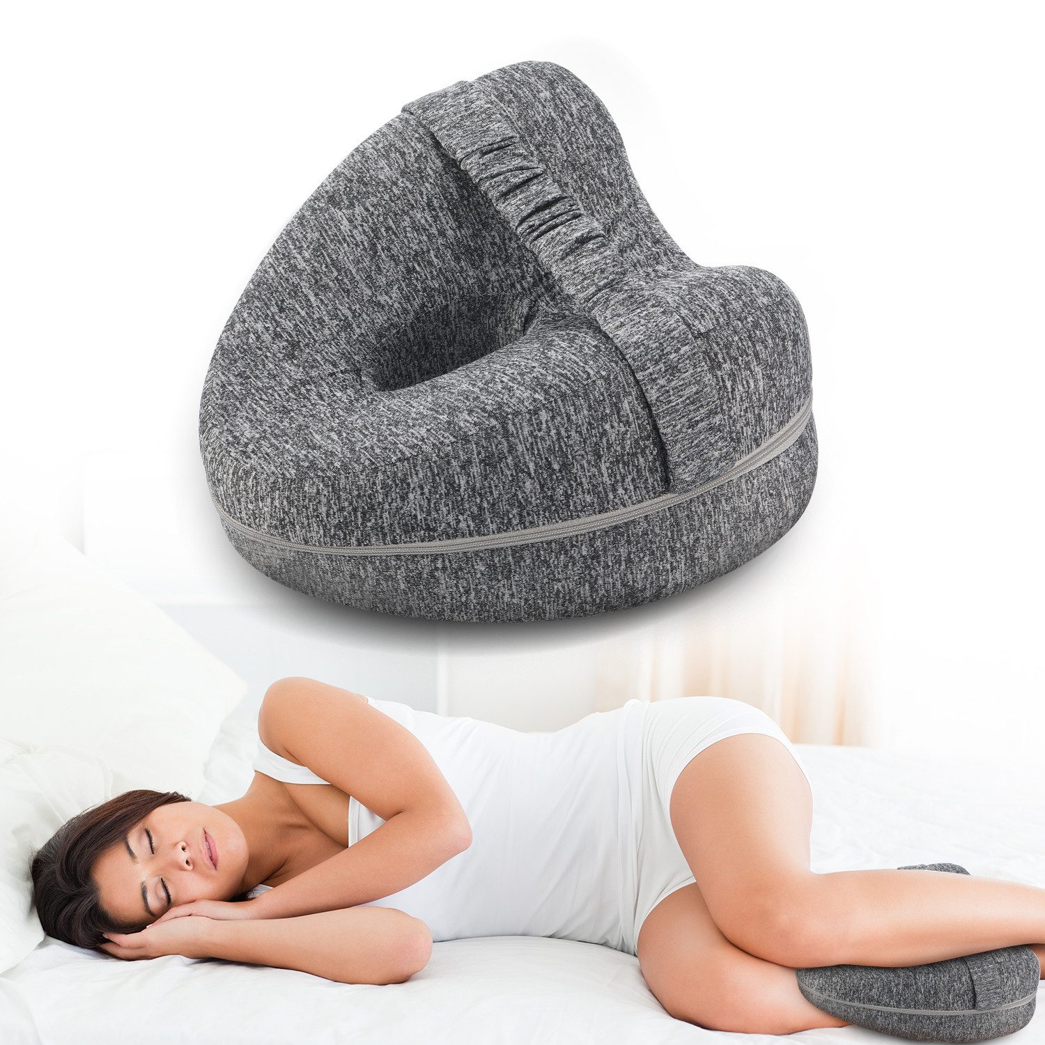oyajia Kniekissen Orthopädisches Beinkissen Schlafkissen Seitenschläfer Seitenschläfer, Grau Kniekissen aus hochwertigen Visco-Schaum