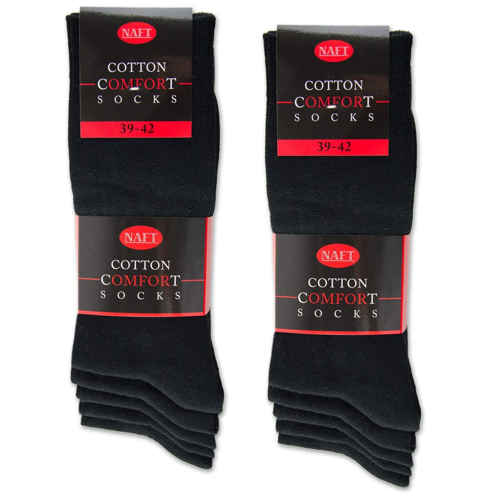 sockenkauf24 Basicsocken 10 Paar Komfortsocken Herren & Damen Baumwolle (Schwarz, 35-38) Schwarz Business Herrensocken Classic - 13200