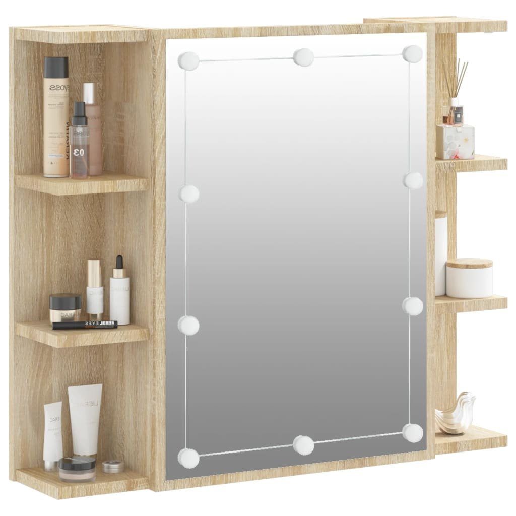 vidaXL Badezimmerspiegelschrank Spiegelschrank mit LED 70x16,5x60 Sonoma-Eiche cm Sonoma (1-St) Eiche