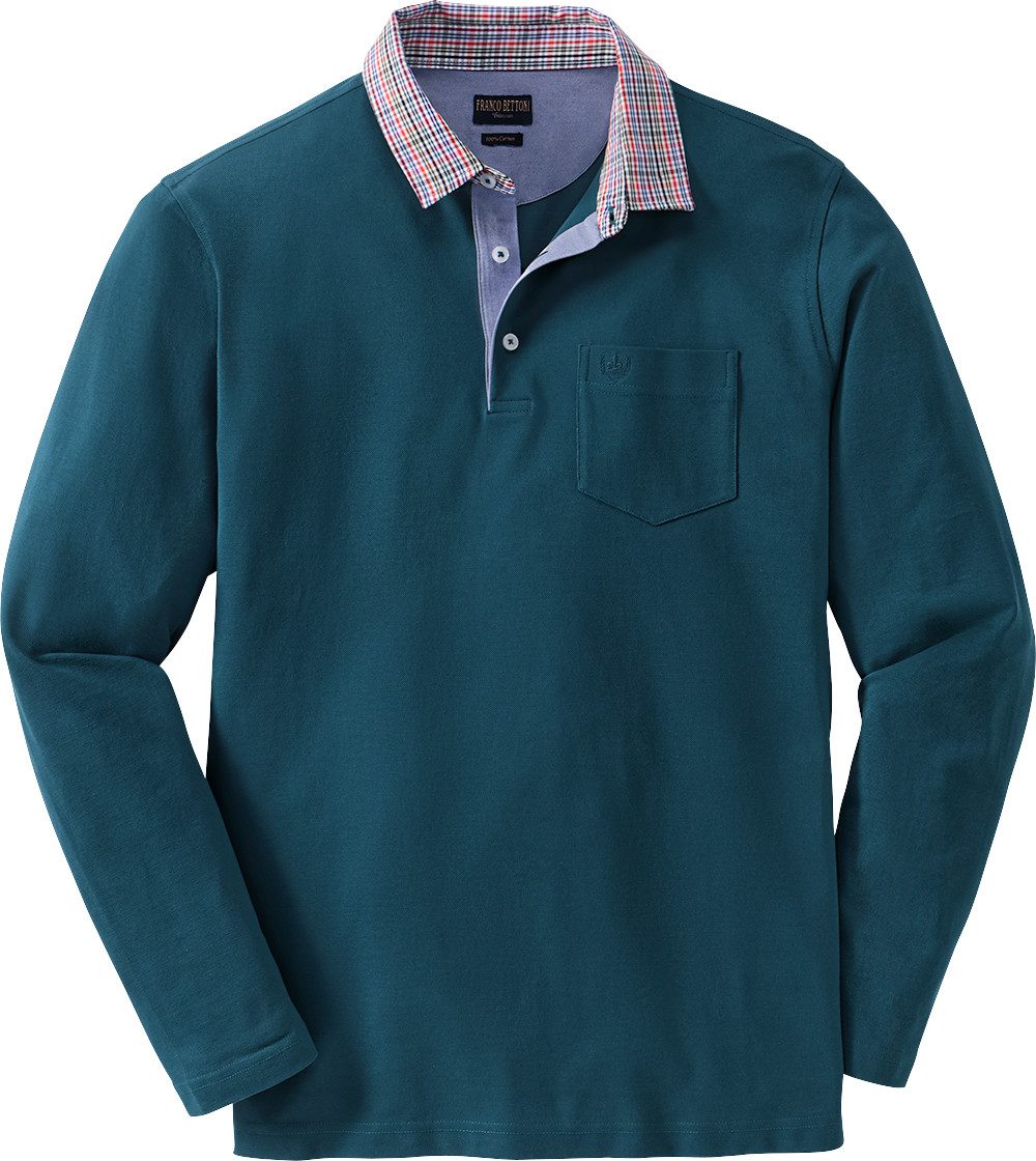 Franco Bettoni Langarm-Poloshirt Hohe Hautverträglichkeit durch 100% Baumwolle