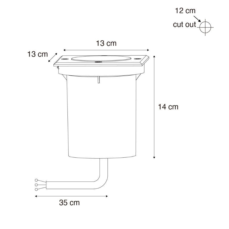 Qazqa LED Einbaustrahler 107591, ohne Leuchtmittel, Kaltweiß, QAZQA Außen Einbau­leuchte, gu10, Schwarz, Edelstahl, Modern