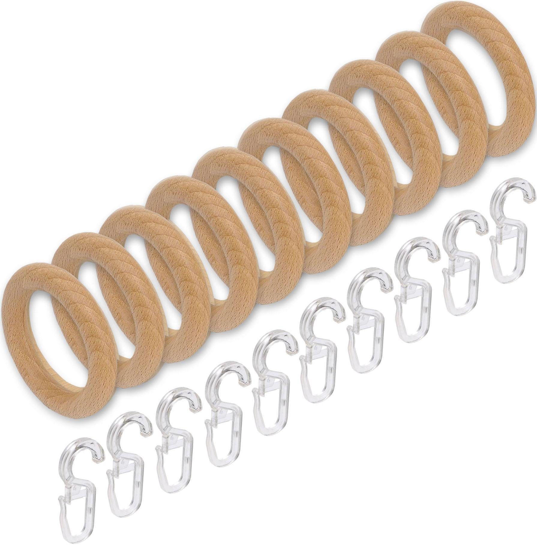 Liedeco Gardinenring, Gardinenstangen, (Packung, 10-St., mit Faltenlegehaken), für Gardinenstangen Ø 28 mm